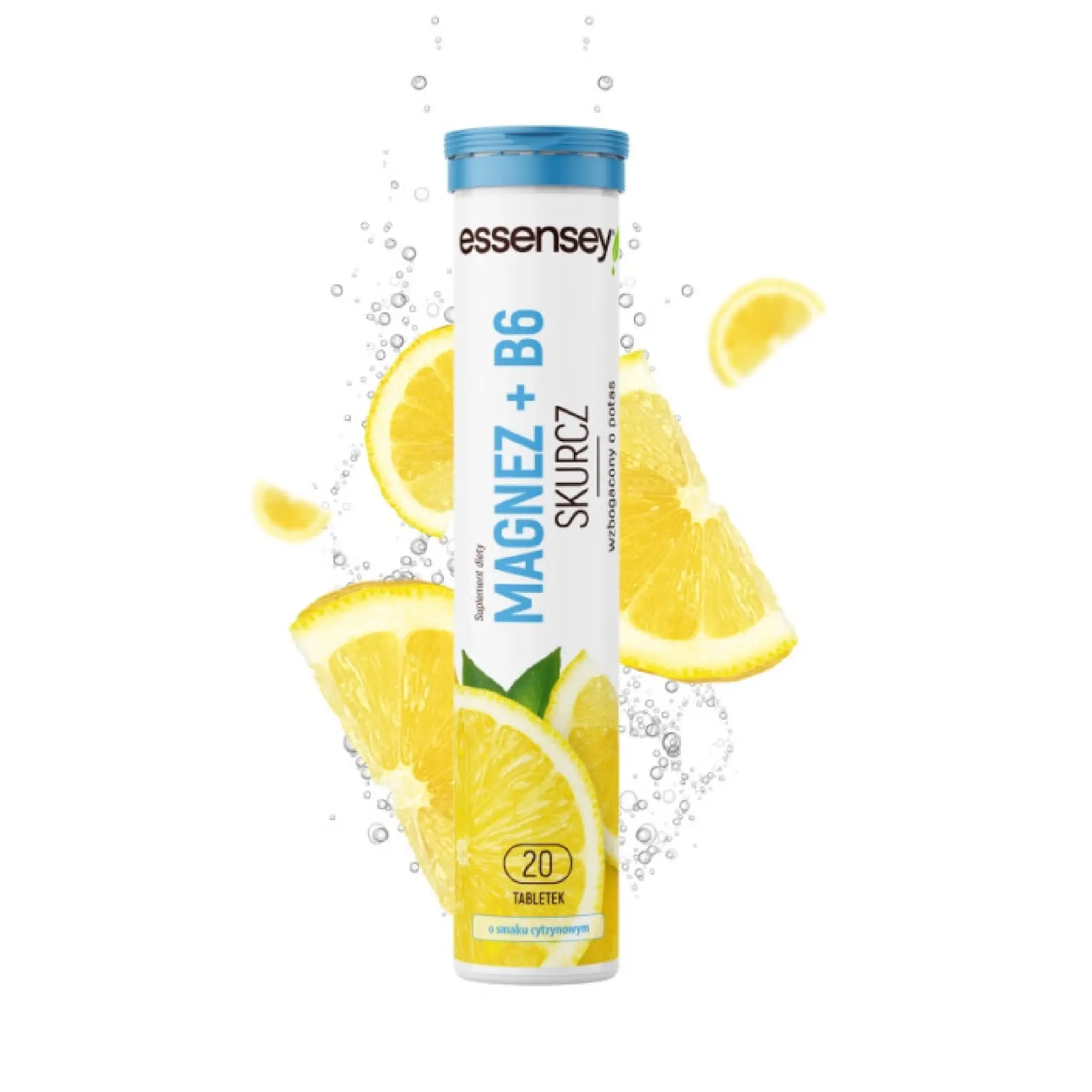 Essensey Magnez + B6 Skurcz Cytryna, tabletki musujące, 20 sztuk zdjęcie