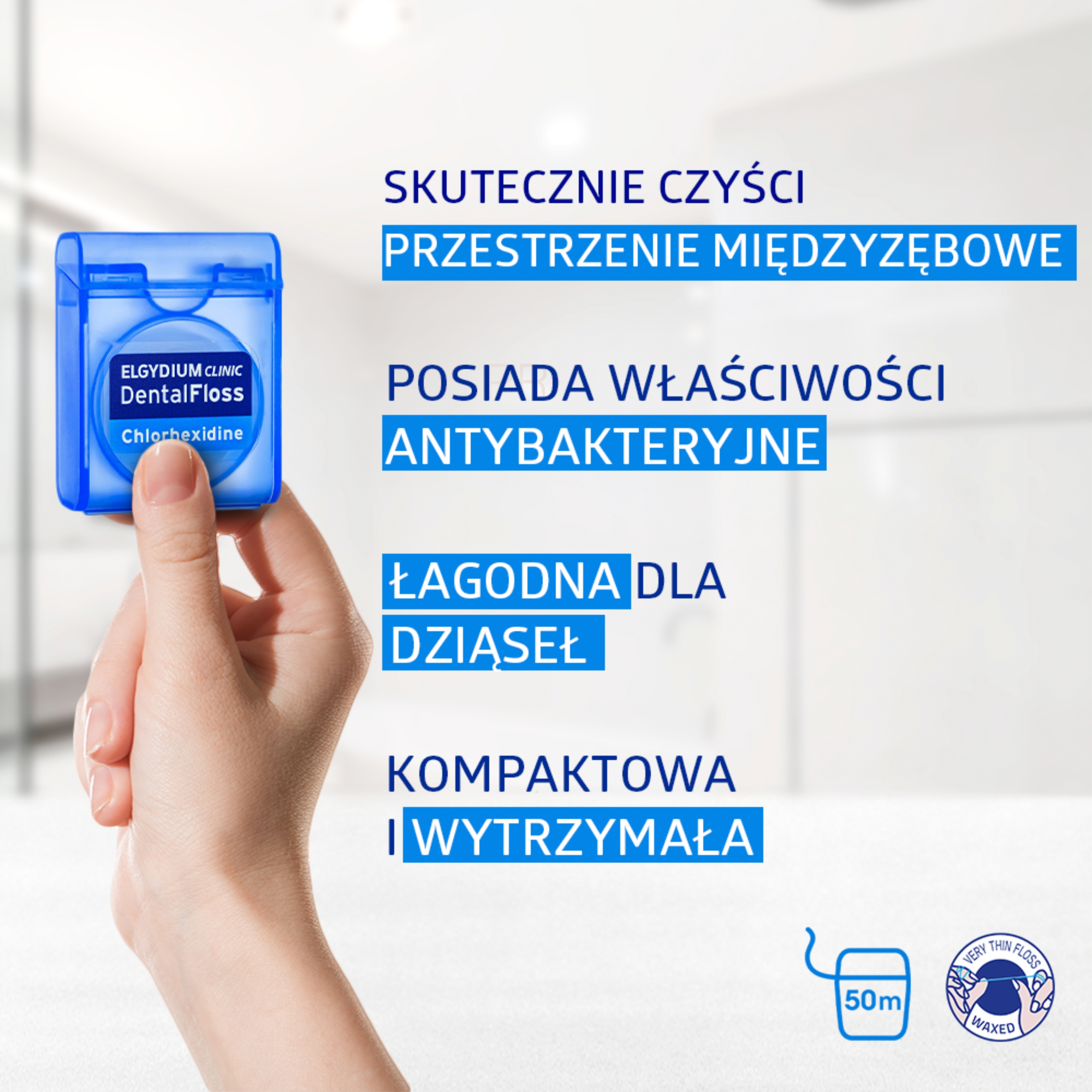 Elgydium Clinic nić dentystyczna z chlorheksydyną 50 m