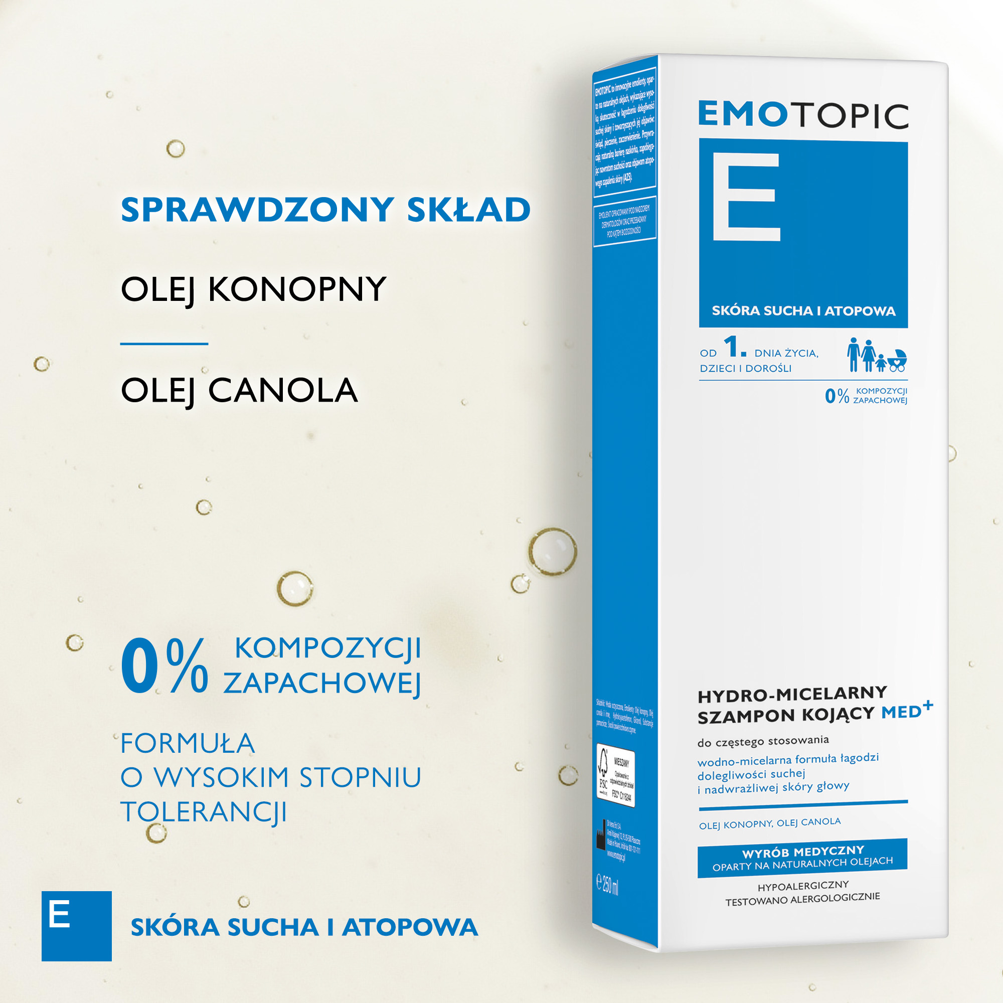 Emotopic hydro-micelarny szampon kojący MED+ do częstego stosowania 250 ml