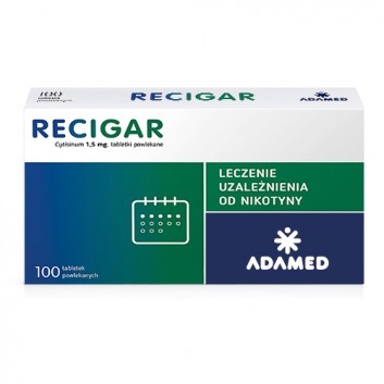 Recigar 1,5 mg, leczenie uzależnienia od nikotyny, tabletki, 100 sztuk
