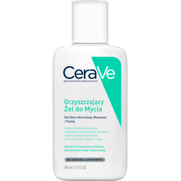 Cerave, Oczyszczający, żel do mycia z ceramidami dla skóry normalnej, mieszanej i tłustej, 88 ml zdjęcie