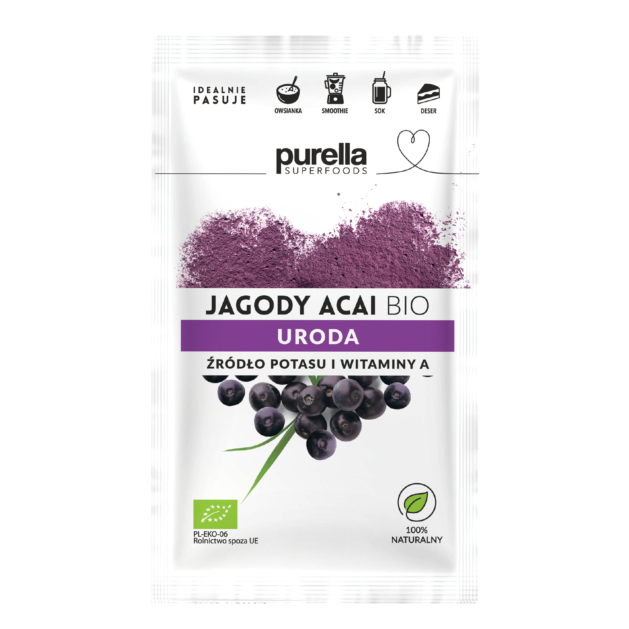 PURELLA Superfoods Jagody Acai Bio, proszek, 21 g zdjęcie