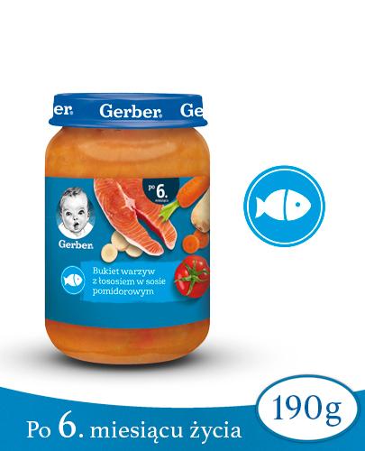 GERBER Obiadek bukiet warzyw z łososiem w sosie pomidorowym po 6 miesiącu - 190 g zdjęcie