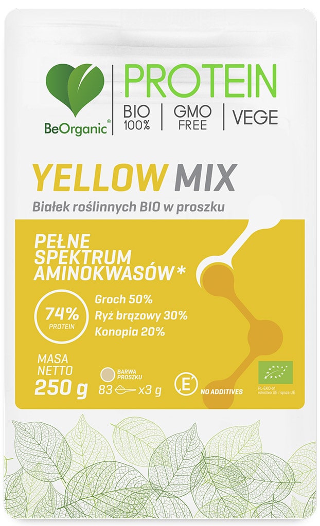 BeOrganic, Yellow Mix białek roślinnych Bio w proszku, 250 g zdjęcie