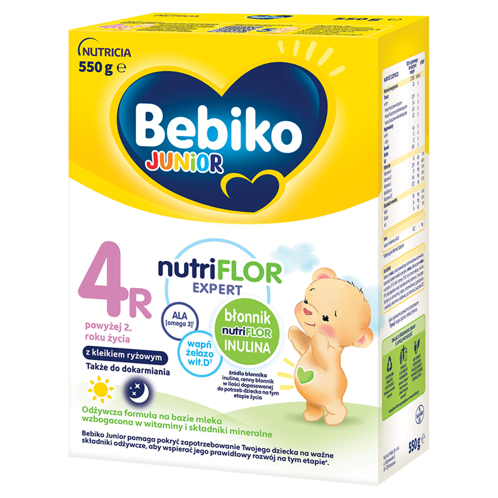 Bebiko Junior 4R Nutriflor Expert, odżywcza formuła na bazie mleka dla dzieci powyżej 2. roku życia, z kleikiem ryżowym, 550 g