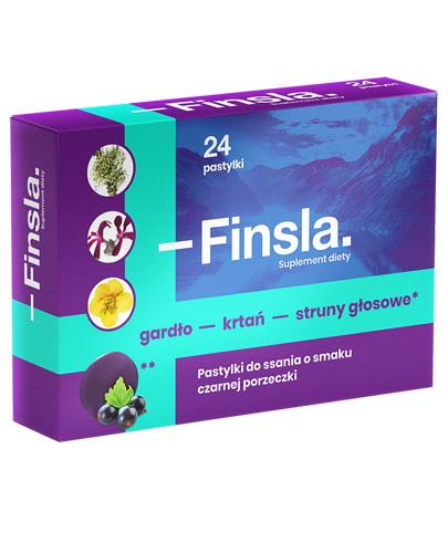 FINSLA Pastylki do ssania o smaku czarnej porzeczki - 24 szt. - gardło, krtań - cena, opinie, wskazania zdjęcie