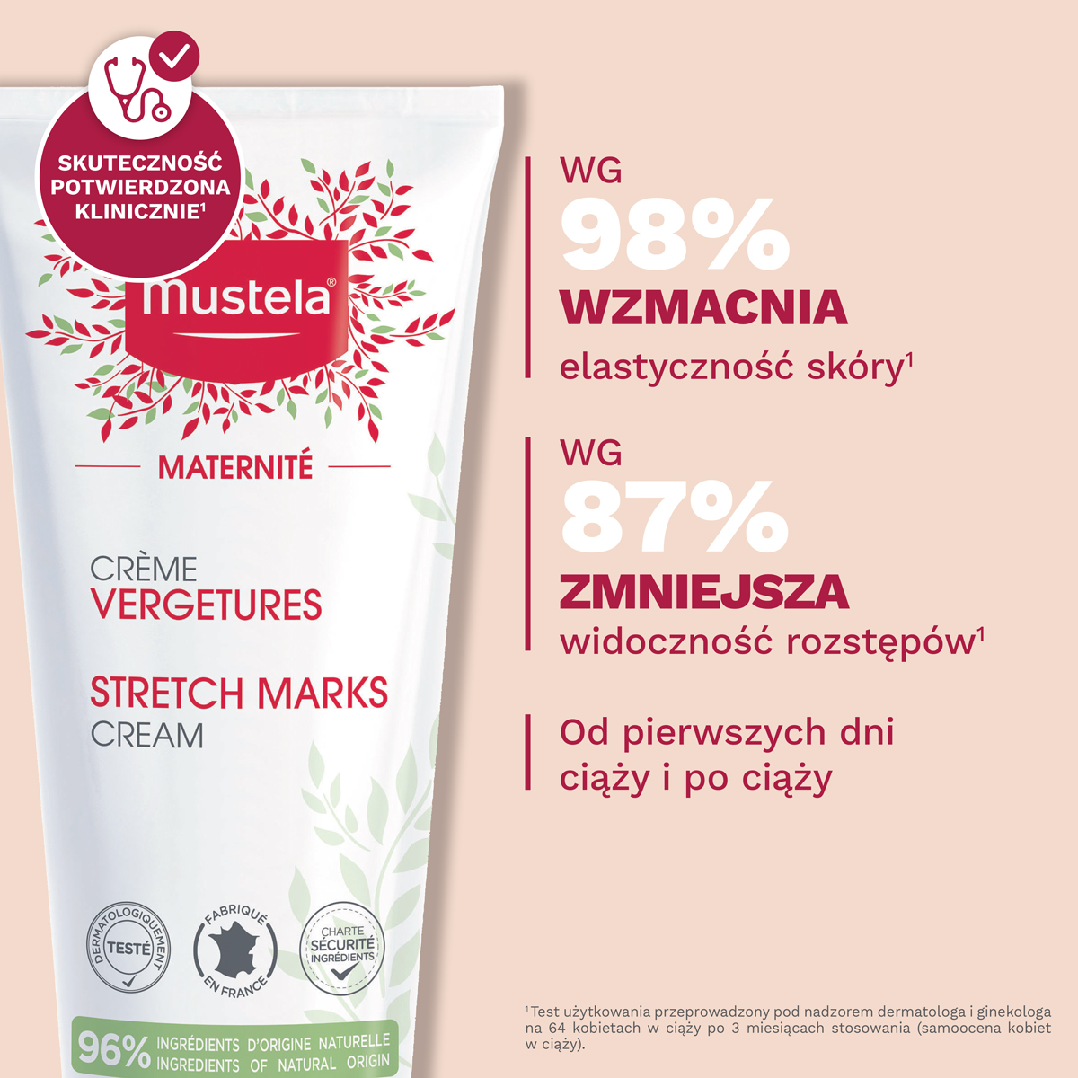 Mustela Maternite, krem na rozstępy 3w1, 250 ml