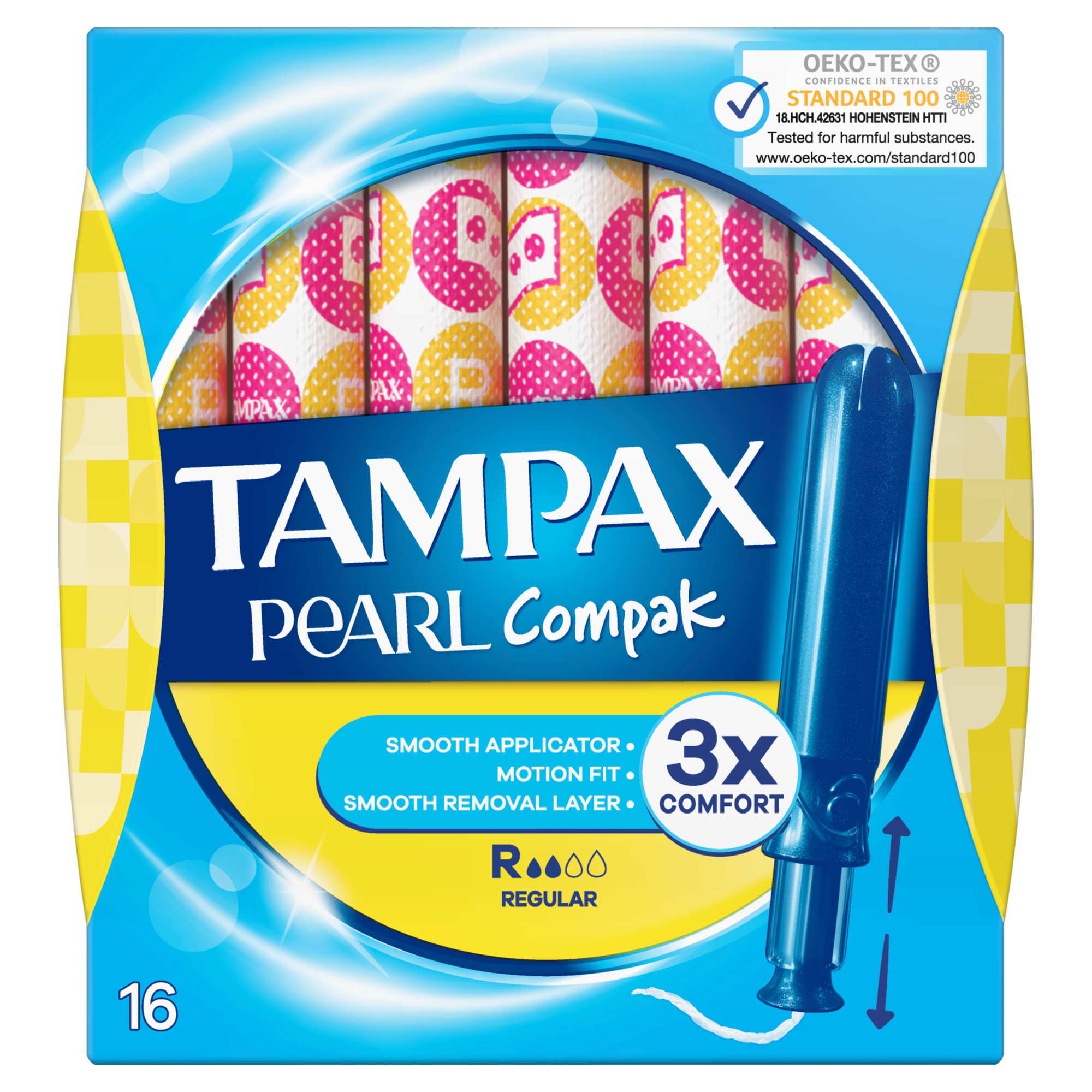 Tampax Pearl Compak Regular Tampony z aplikatorem - 16 szt. - cena, opinie, właściwości zdjęcie