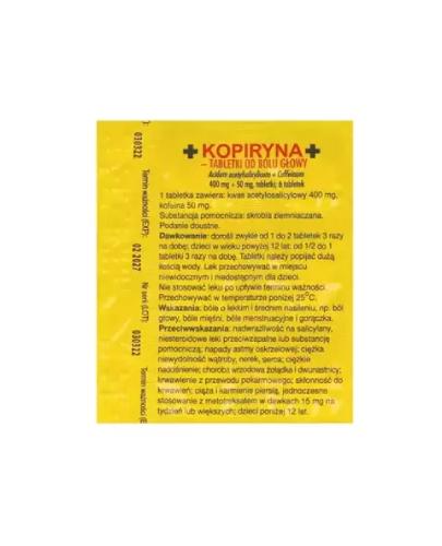 Kopiryna tabletki od bólu głowy, 6 sztuk zdjęcie
