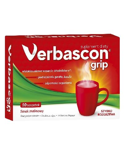 Verbascon Grip, proszek do rozpuszczania, smak malinowy, saszetki, 10 sztuk zdjęcie