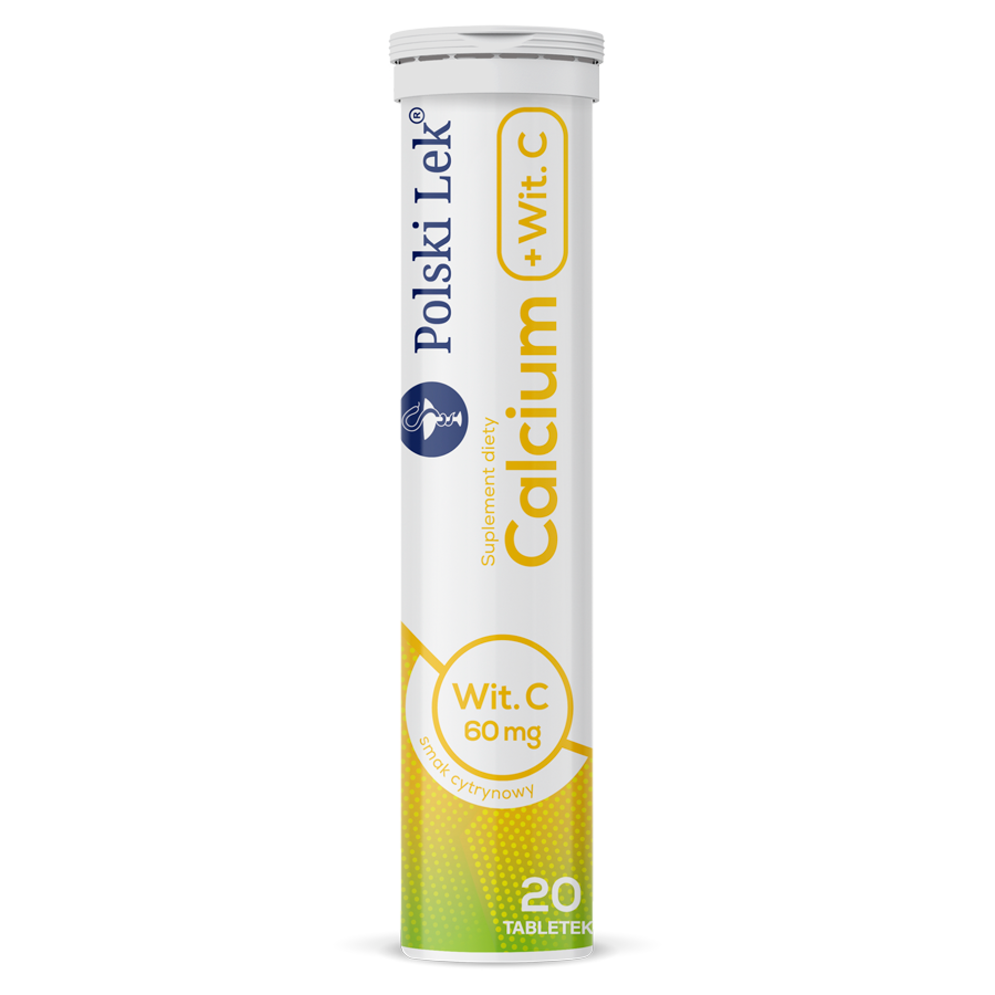 Polski Lek Calcium + Witamina C, smak cytrynowy, tabletki musujące, 20 sztuk  zdjęcie
