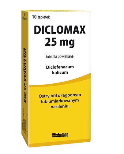 DICLOMAX 25 mg - 10 tabl. - ostry ból o łagodnym i umiarkowanym nasileniu - cena, opinie, dawkowanie zdjęcie