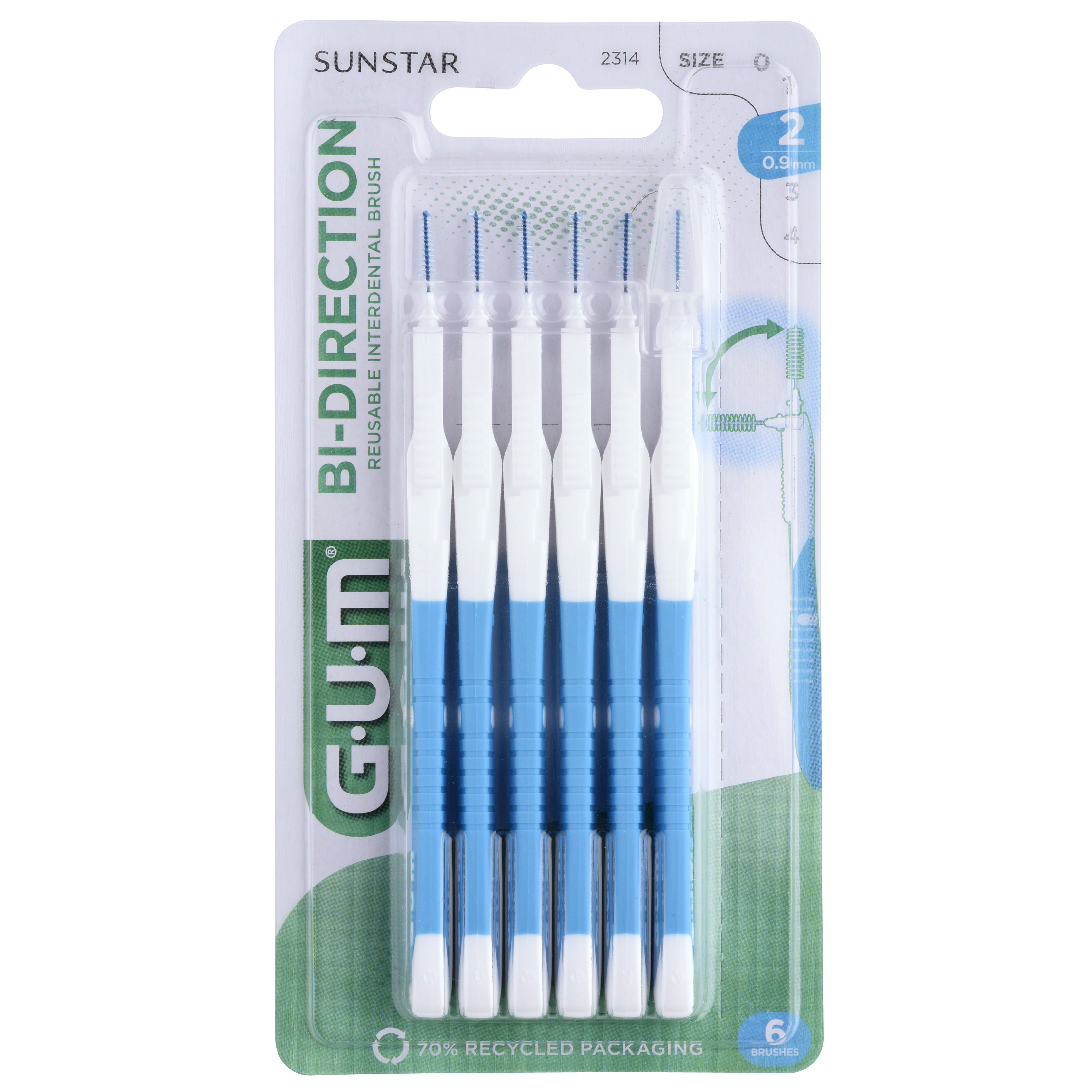 GUM Bi-Direction 0,9 szczoteczki międzyzębowe 6 sztuk zdjęcie