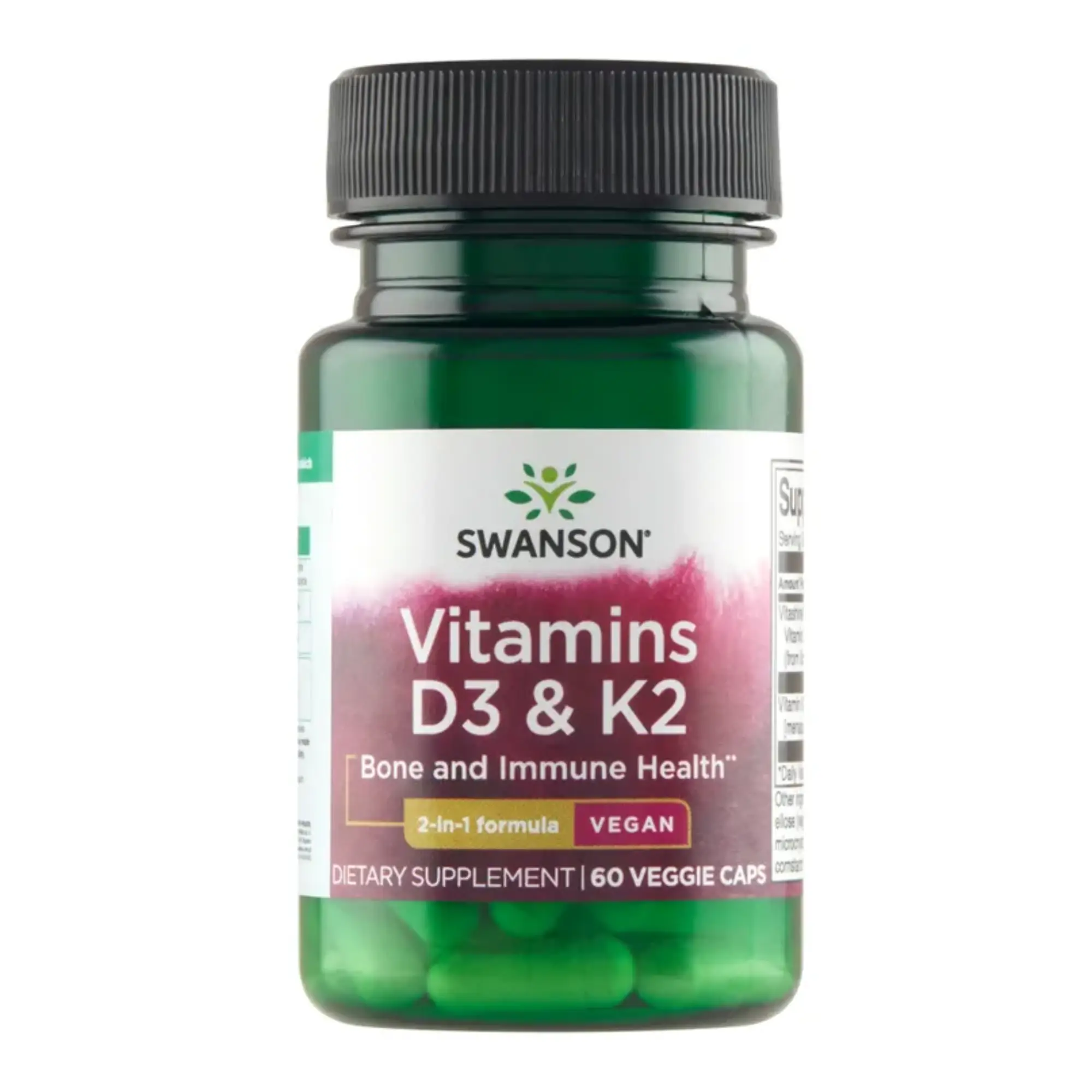 Swanson Witamina D3 2000IU + K2 75  µg, 60 kapsułek