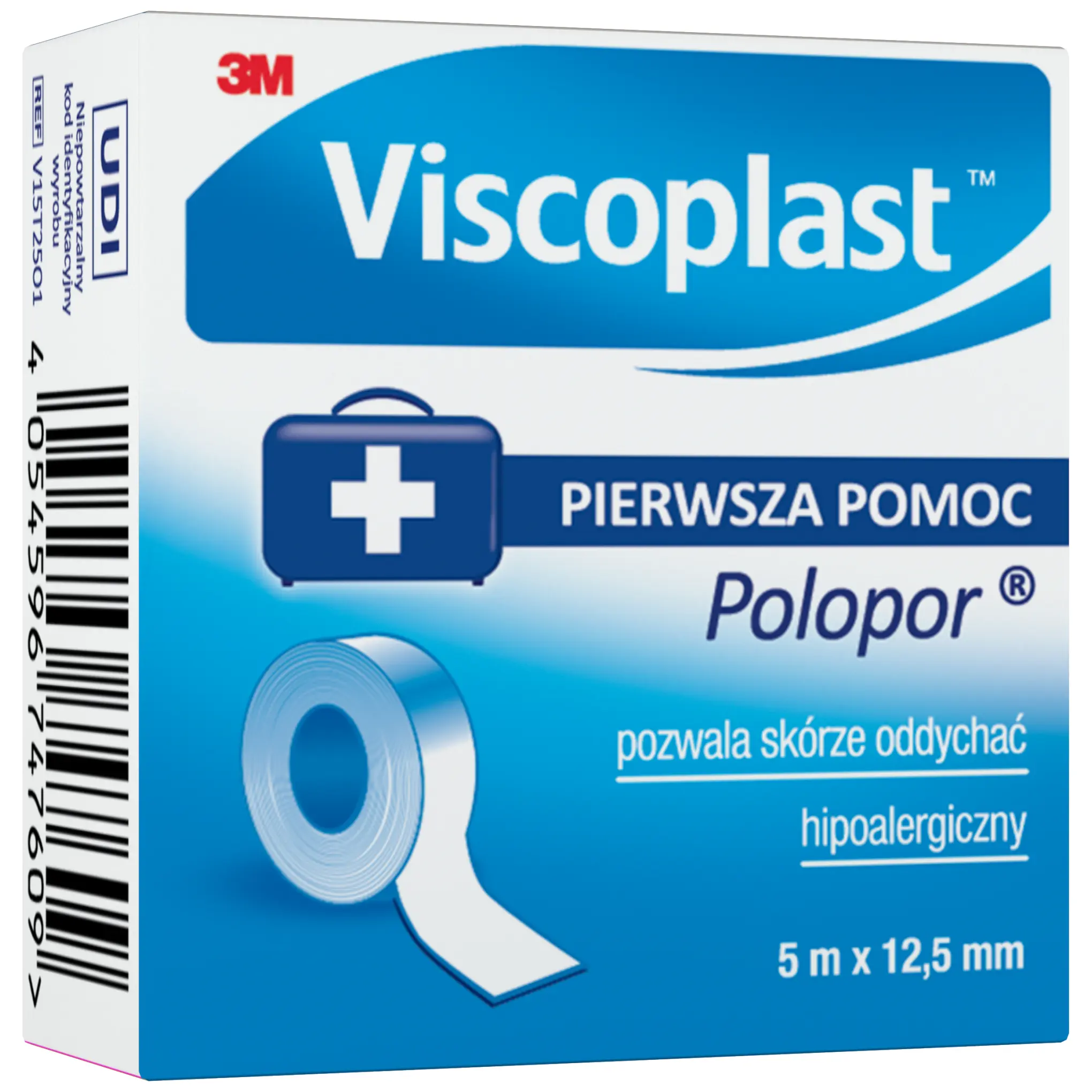 VIscoplast Pierwsza pomoc Polopor przylepiec włókninowy 5m x 12,5mm 1 sztuka