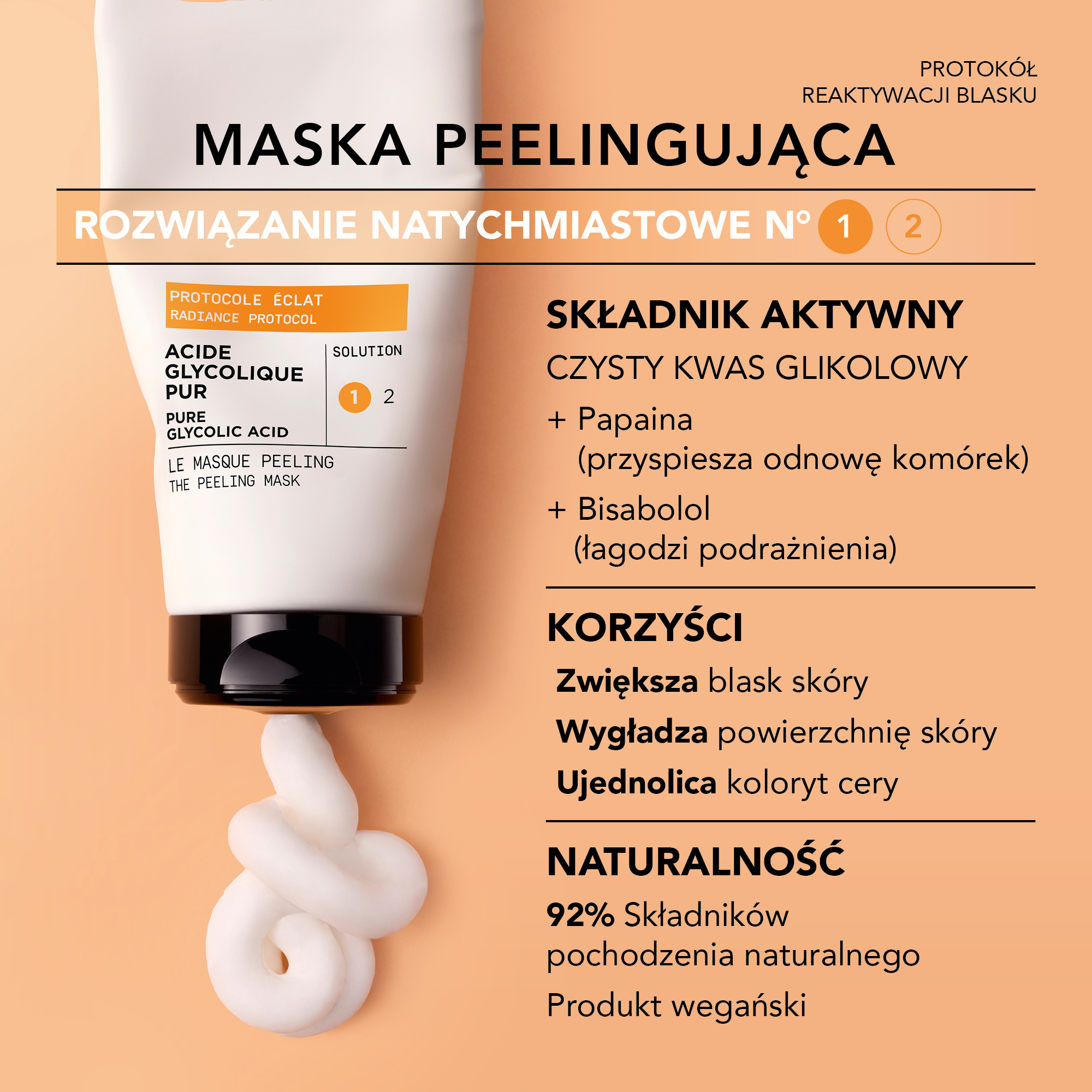 Lierac Protocole, Maska peelingująca z kwasem glikolowym, 75 ml