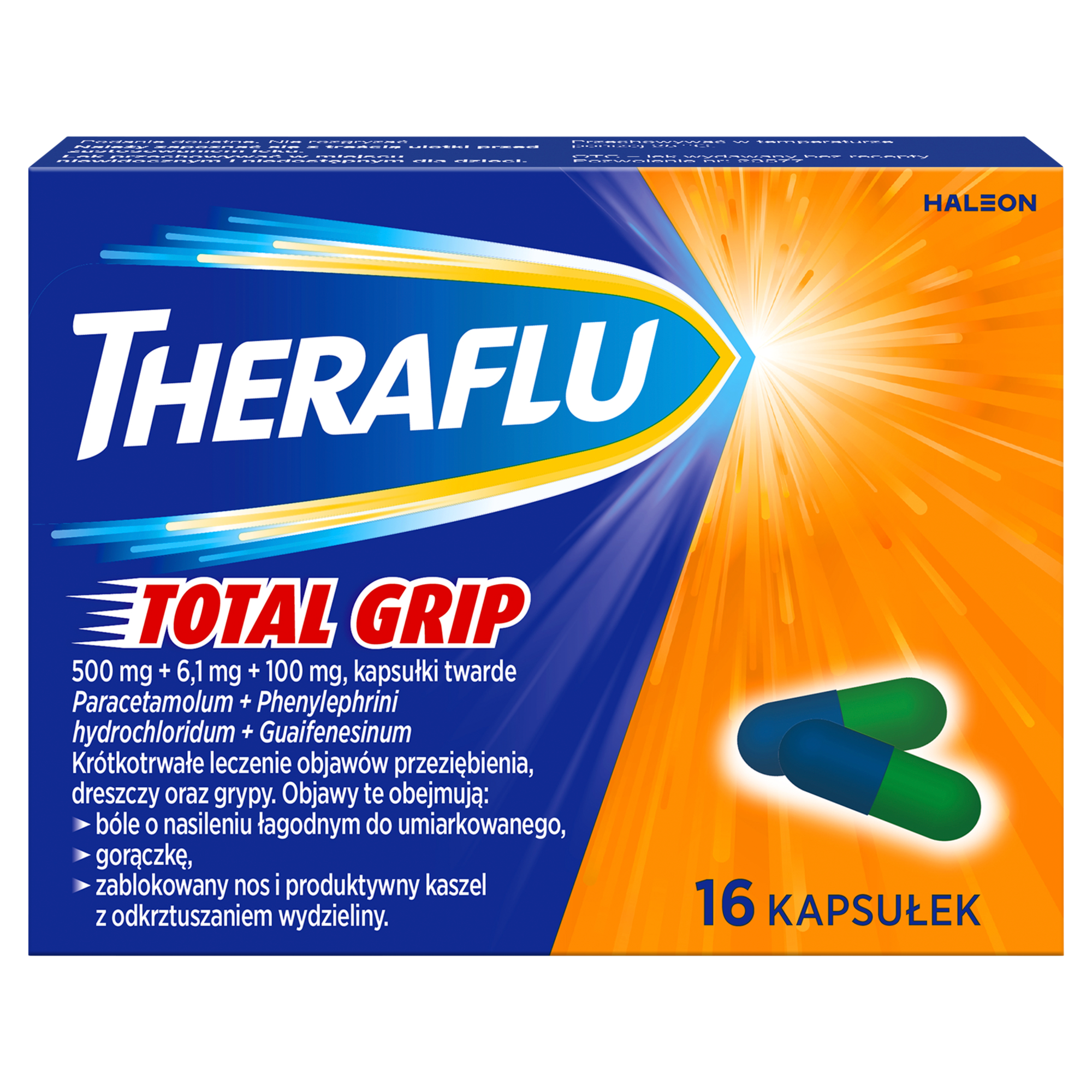 THERAFLU TOTAL GRIP na objawy przeziębienia i grypy, 16 kaps. zdjęcie