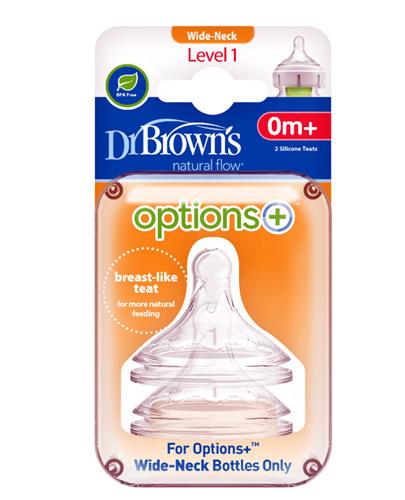 DR BROWN'S Smoczek do butelki Options+ Szeroka szyjka 0m+ - 2 szt. - cena, właściwości, opinie zdjęcie