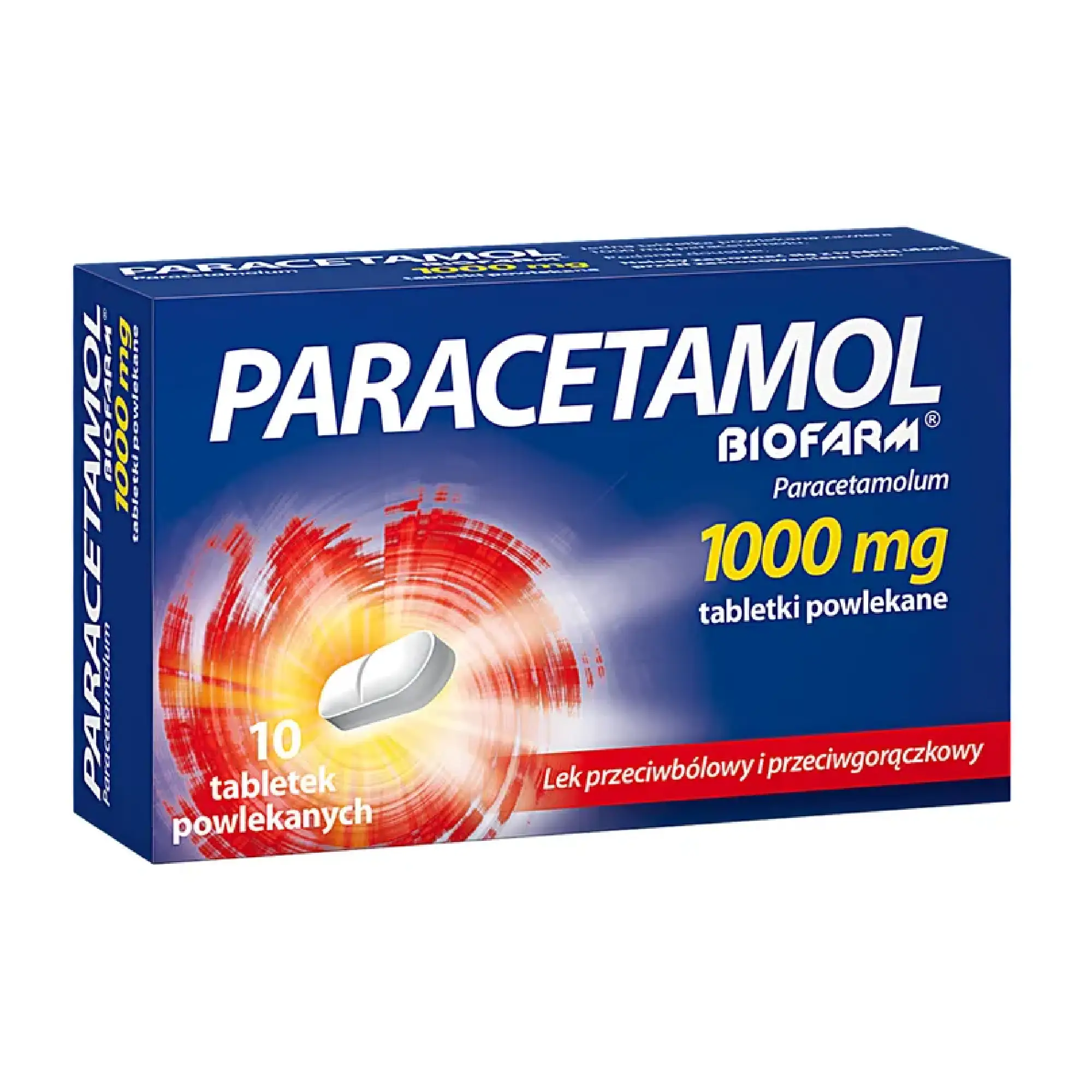 Paracetamol Biofarm, 1000 mg, tabletki powlekane, 10 sztuk zdjęcie