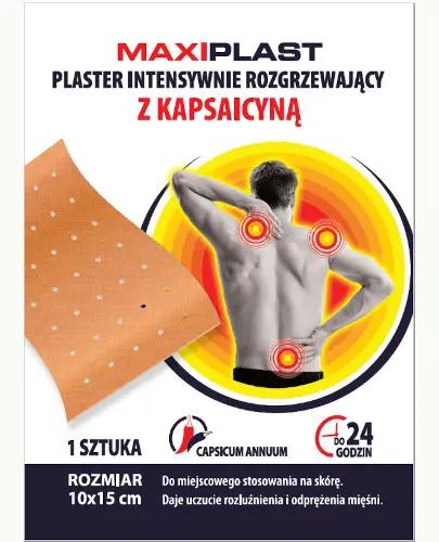 MaxiPlast plaster intensywnie rozgrzewający z kapsaicyną 10 cm x 15 cm 1 sztuka zdjęcie