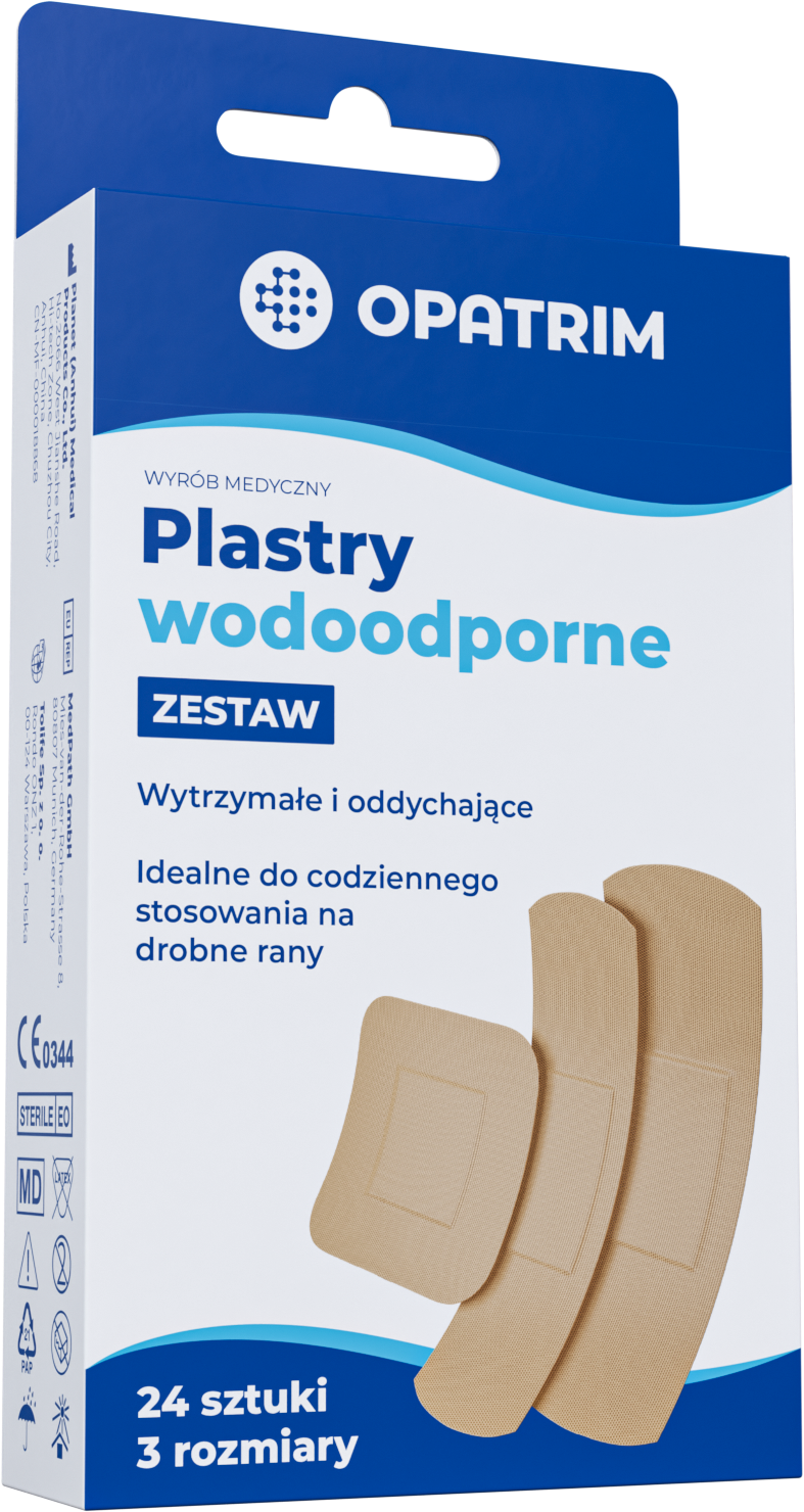 Opatrim Zestaw plastrów wodoodpornych 3 rozmiary, 24 sztuki