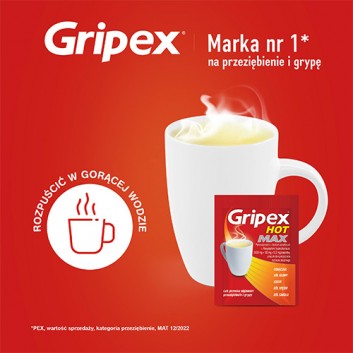 Gripex Hot Max 1000 mg + 100 mg + 12,2 mg 12 saszetek