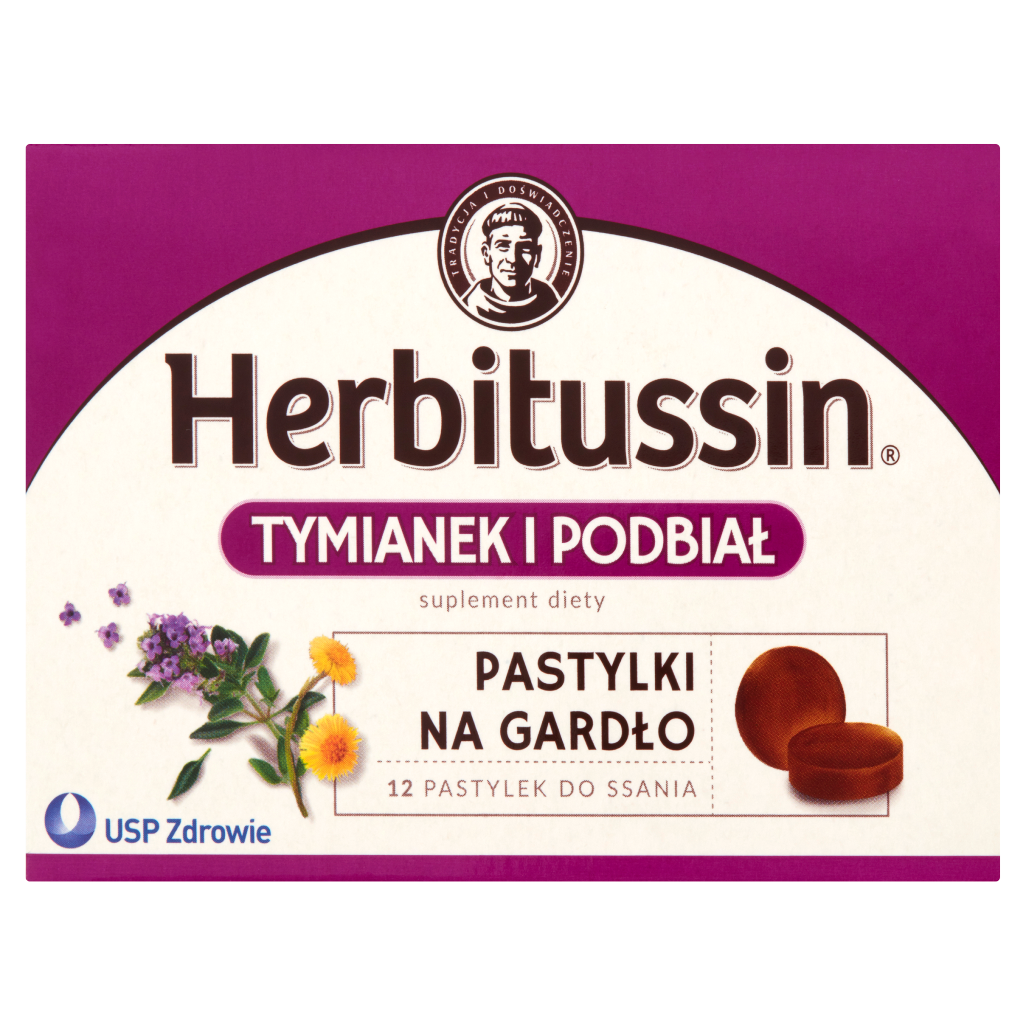 Herbitussin Tymianek i podbiał 12 pastylek do ssania zdjęcie