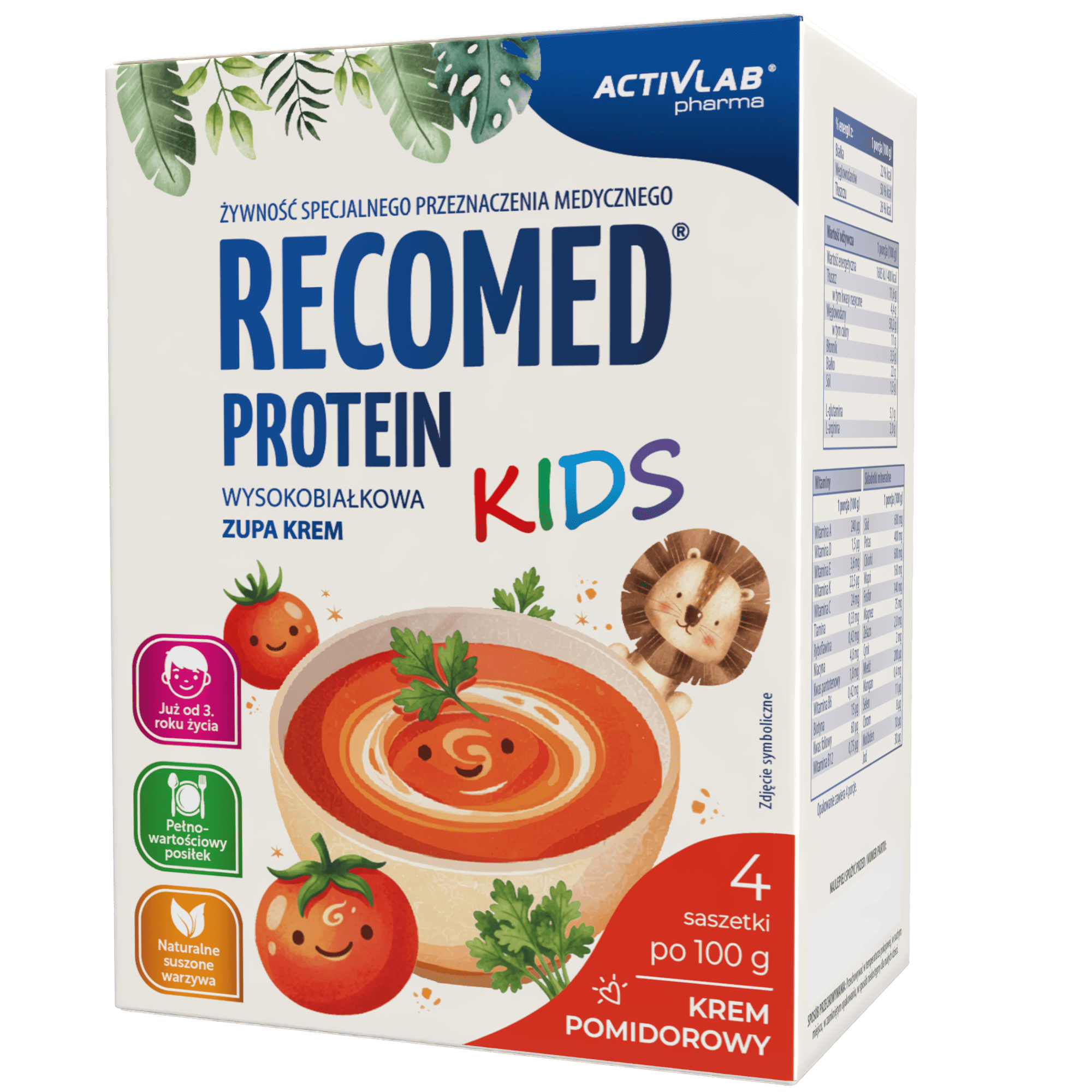 Activlab Pharma RecoMed Protein Kids krem pomidorowy, 4 saszetki x 100 g zdjęcie