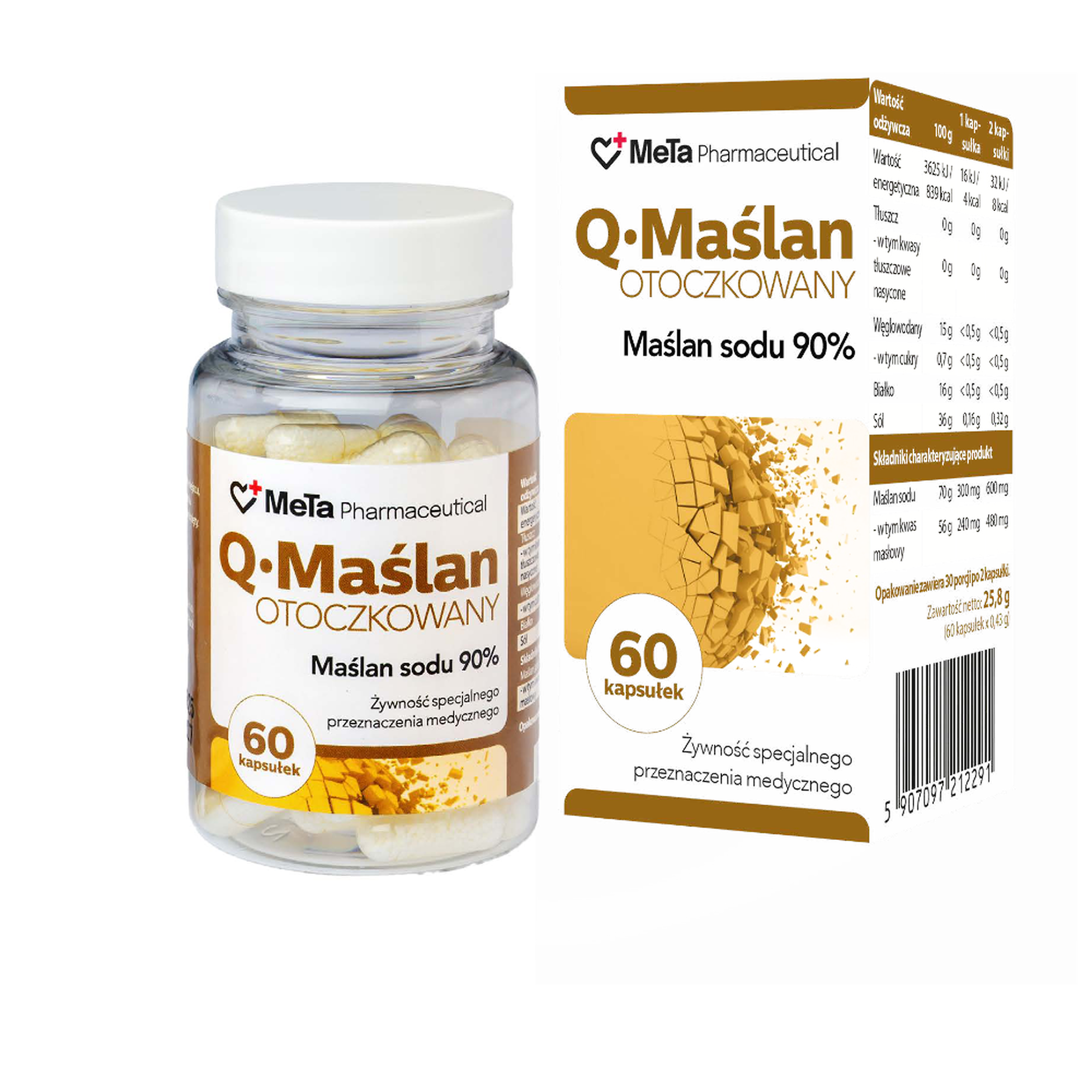 Q-Maślan otoczkowany Maślan sodu 90%, 60 kapsułek zdjęcie