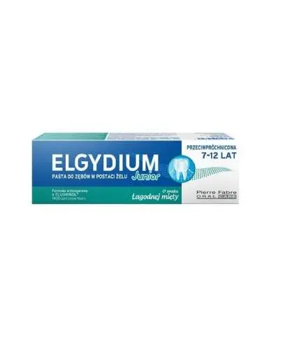 Elgydium Junior Pasta do zębów w postaci żelu 7-12 lat o smaku łagodnej mięty, 50 ml zdjęcie