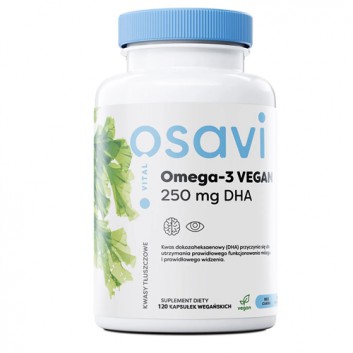 Omega-3 Vegan 250 mg DHA, 120 vegan kaps., cena, wskazania, składniki