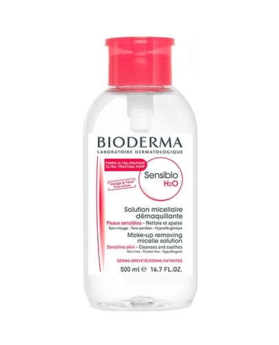 Bioderma Sensibio H2O Płyn micelarny do oczyszczania twarzy i zmywania makijażu z pompką, 500 ml zdjęcie