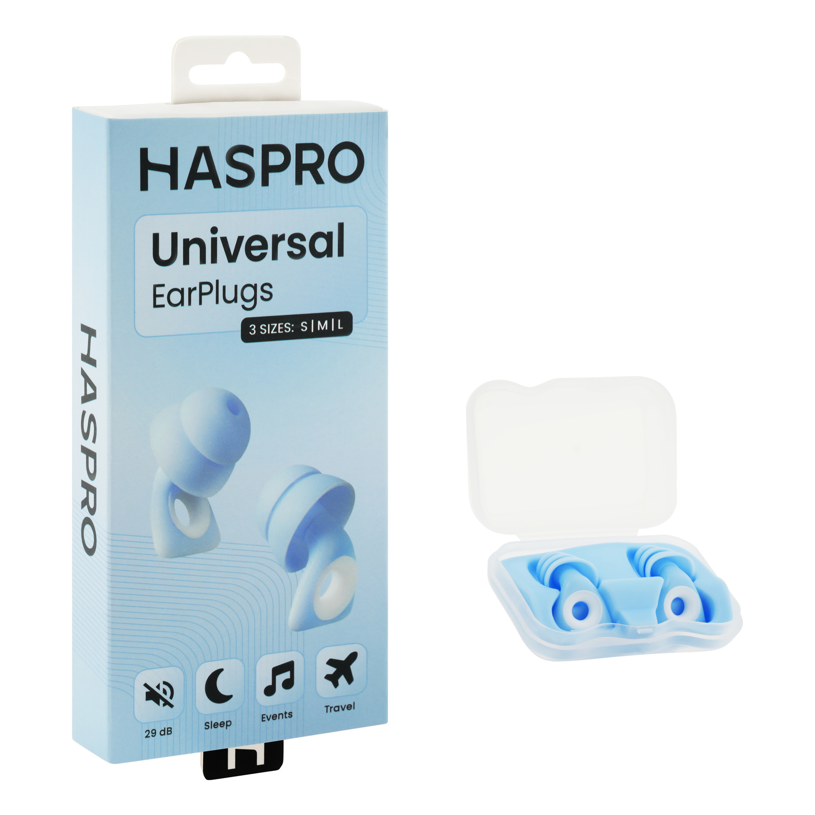 Haspro Universal Blue, wielorazowe zatyczki silikonowe, niebieskie, 1 zestaw