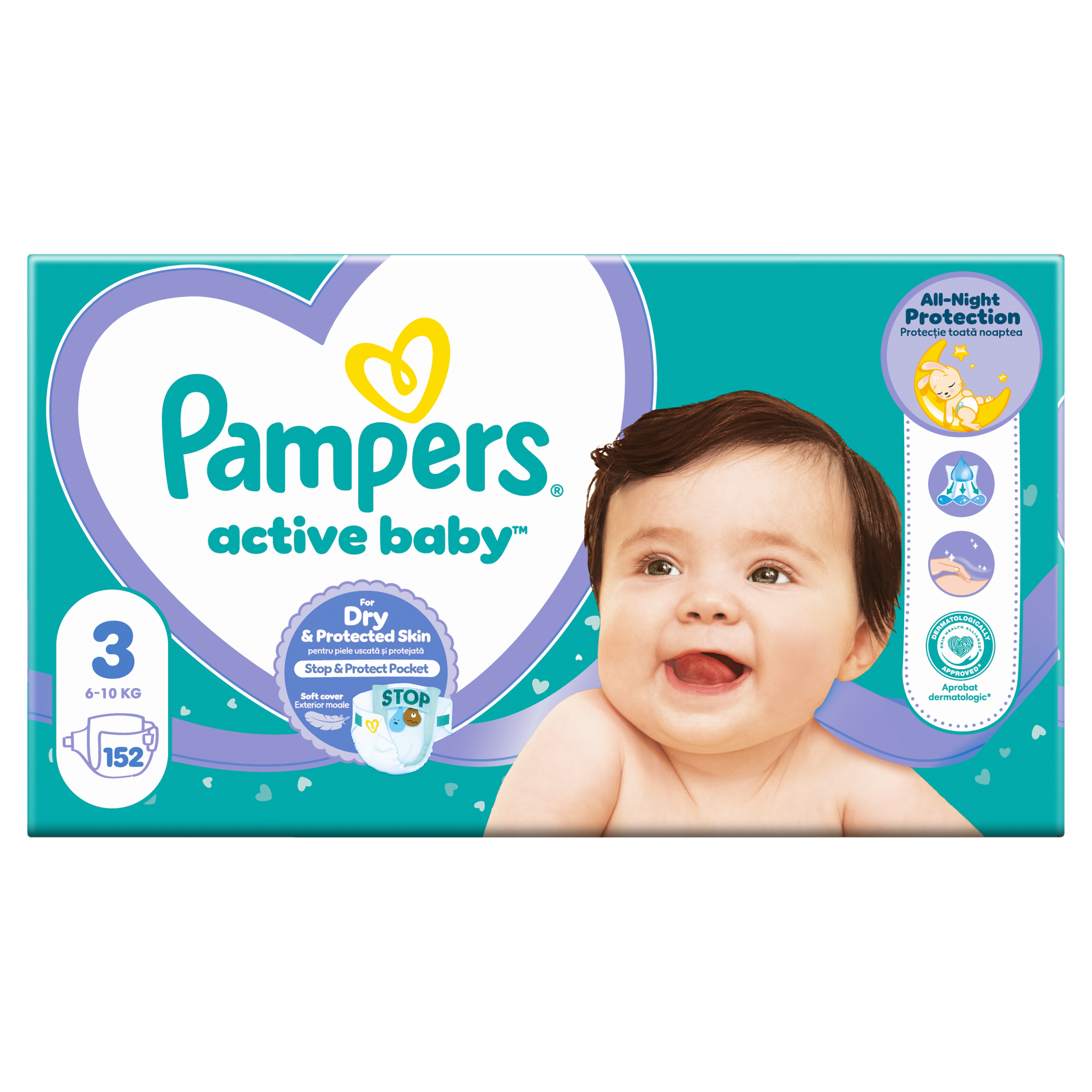 Pampers Pieluchy Active Baby rozmiar 3, 152 sztuki pieluszek - cena, opinie, właściwości zdjęcie