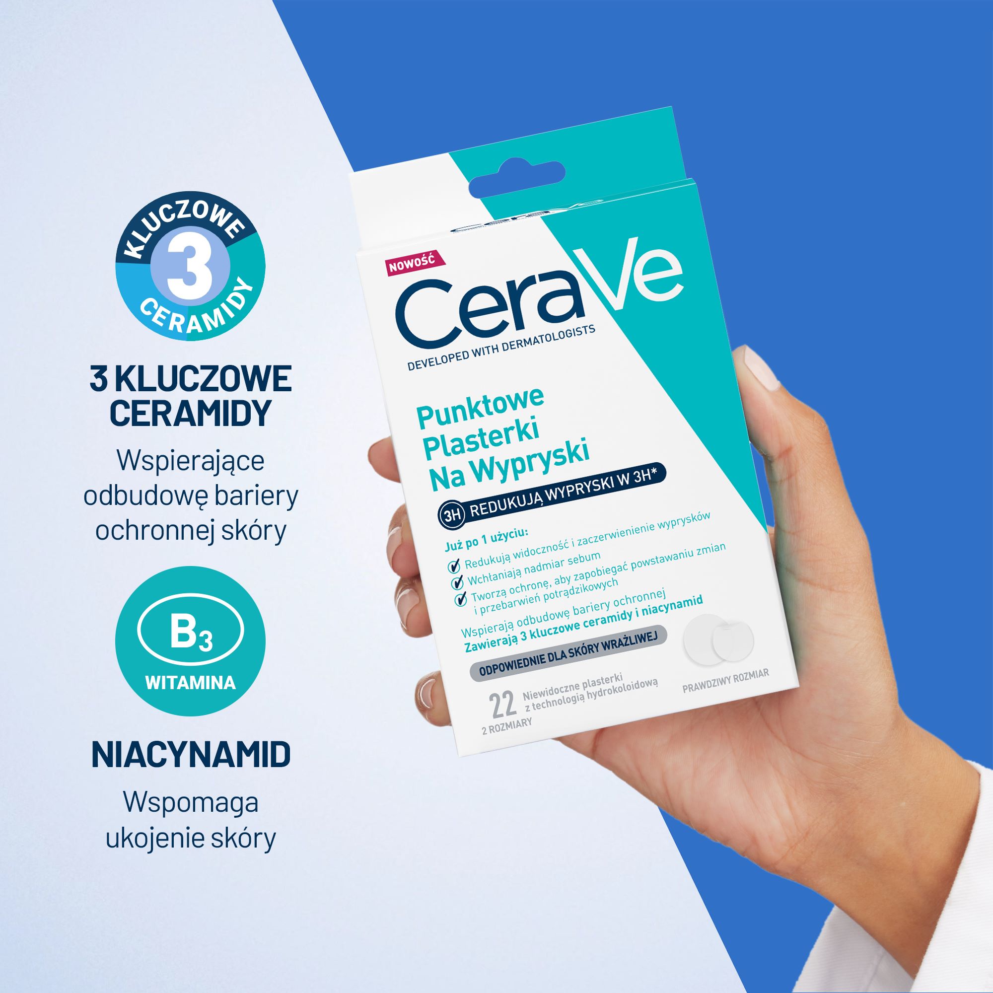 Cerave, punktowe plasterki na wypryski, 22 szt