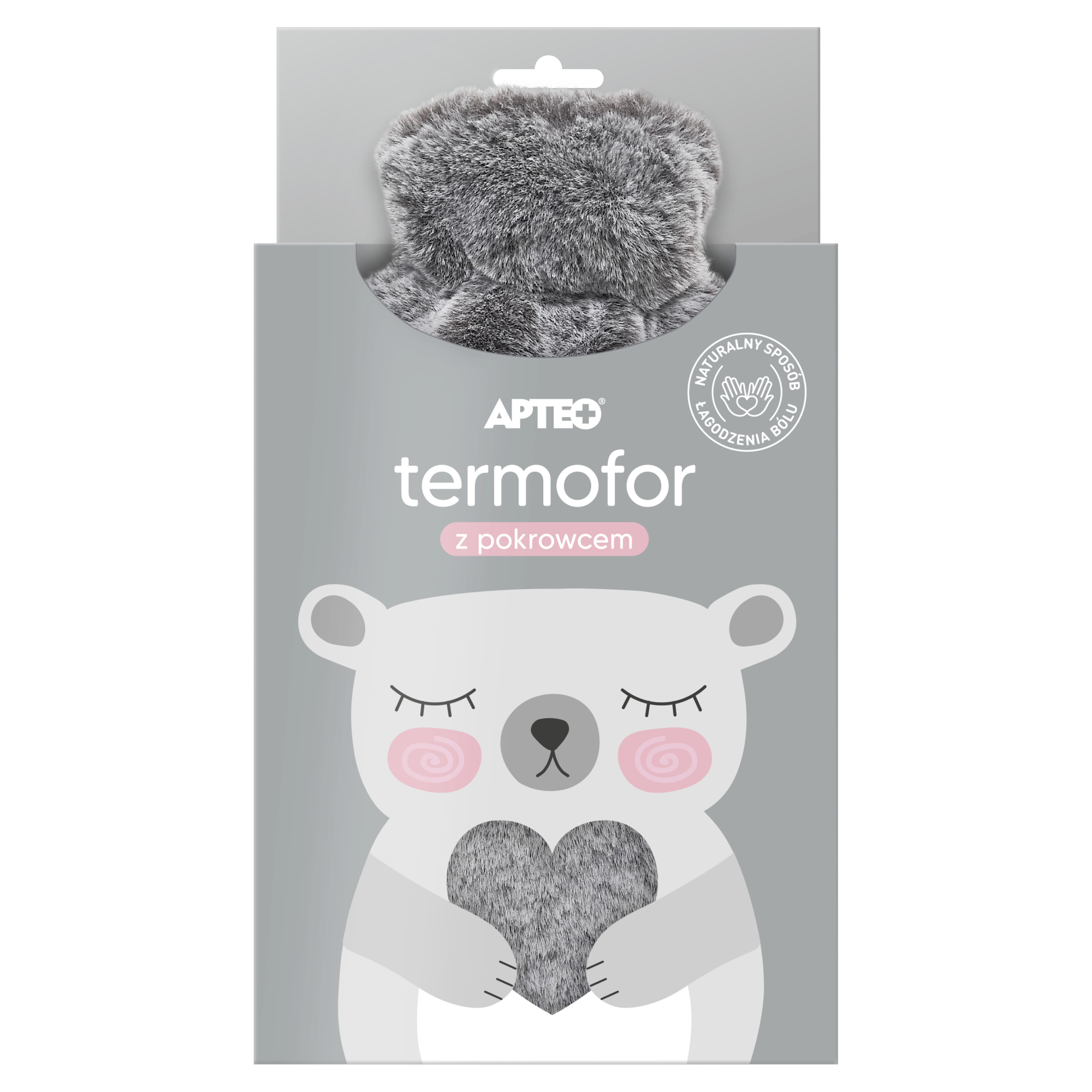 Apteo, Termofor gumowy 2L, z pokrowcem, 1 szt zdjęcie