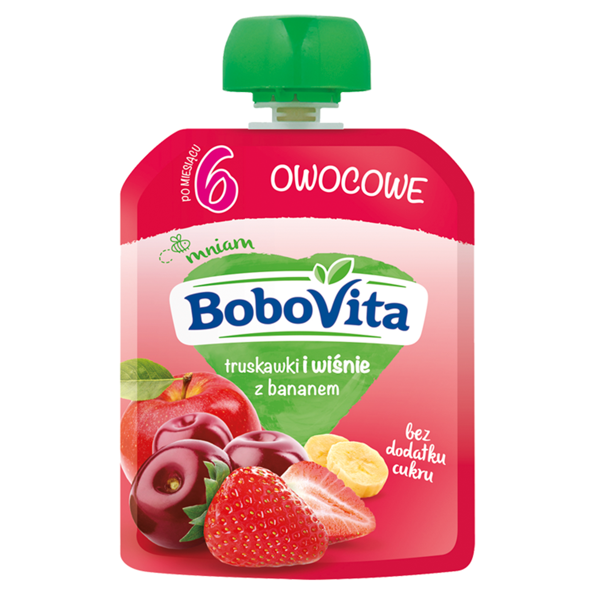 BOBOVITA MUS Truskawki i wiśnie z bananem po 6 m-cu - 80 g zdjęcie