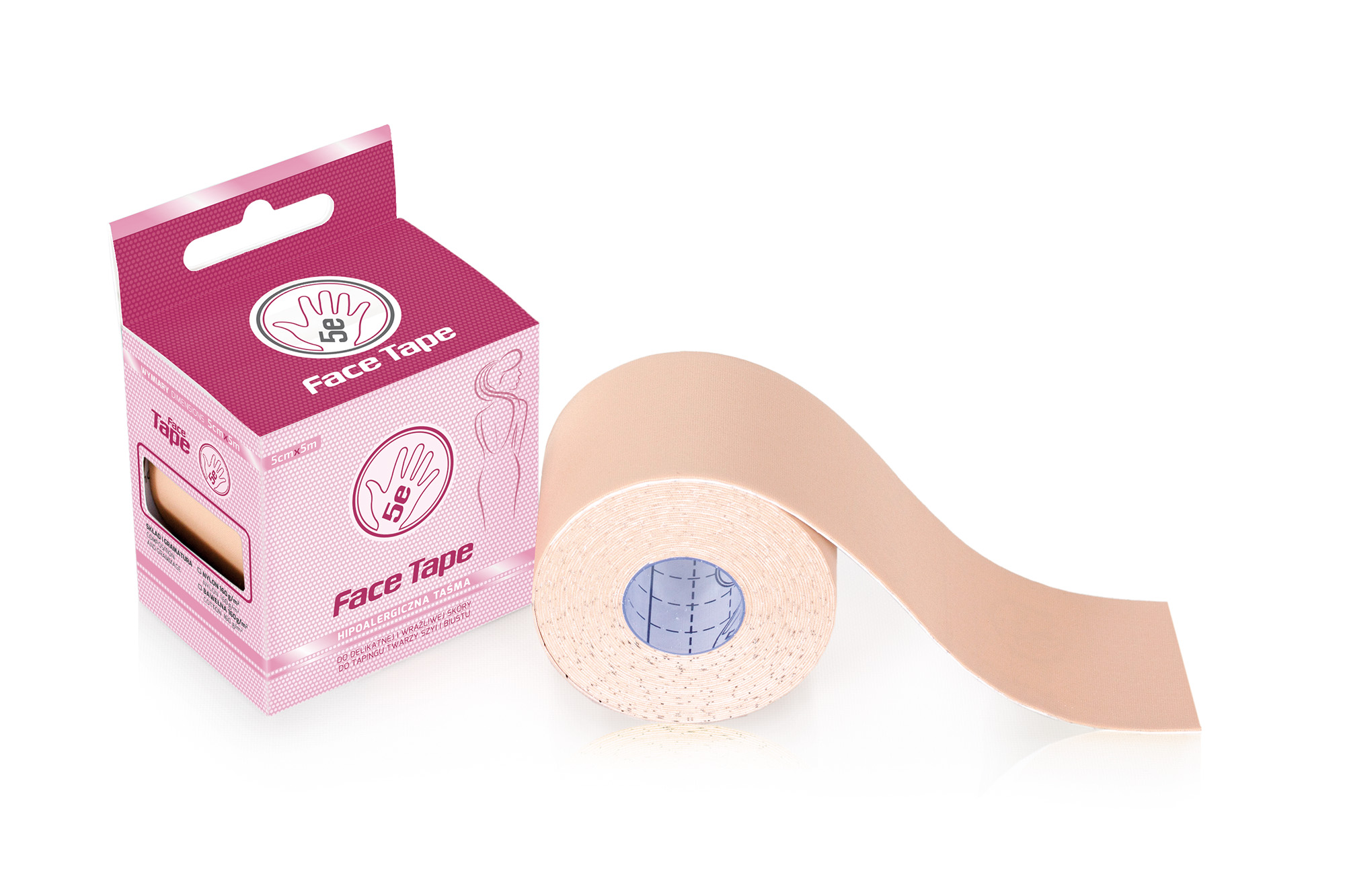 Taśma kinezjologiczna Face Tape nylonowa w kolorze beżowym, 1 sztuka zdjęcie