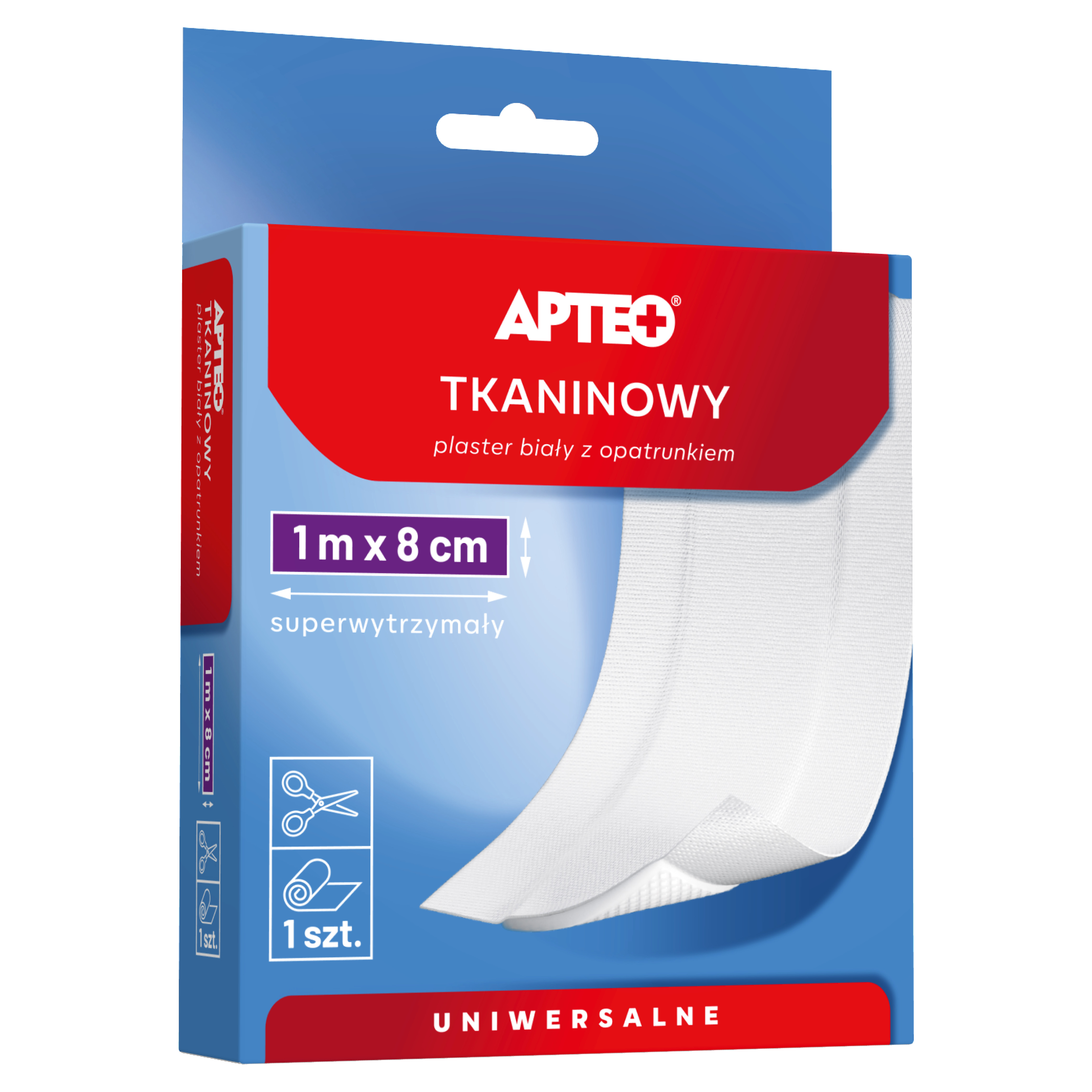 APTEO CARE Plaster tkaninowy z opatrunkiem 1 m x 8 cm - 1 szt. zdjęcie