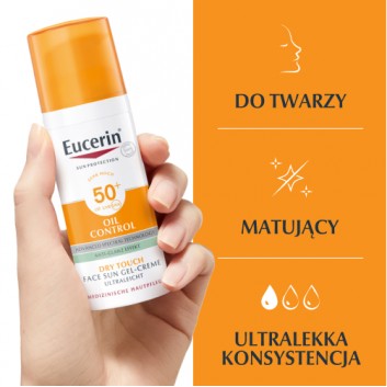 Eucerin Sun Oil Control SPF 50+ Dry Skin, żel-krem ochronny ultralekki, 50 ml