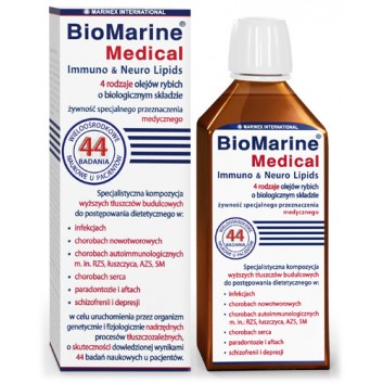 BioMarine Medical Immuno & Neuro Lipids 4 rodzaje olejów rybich o biologicznym składzie 200 ml