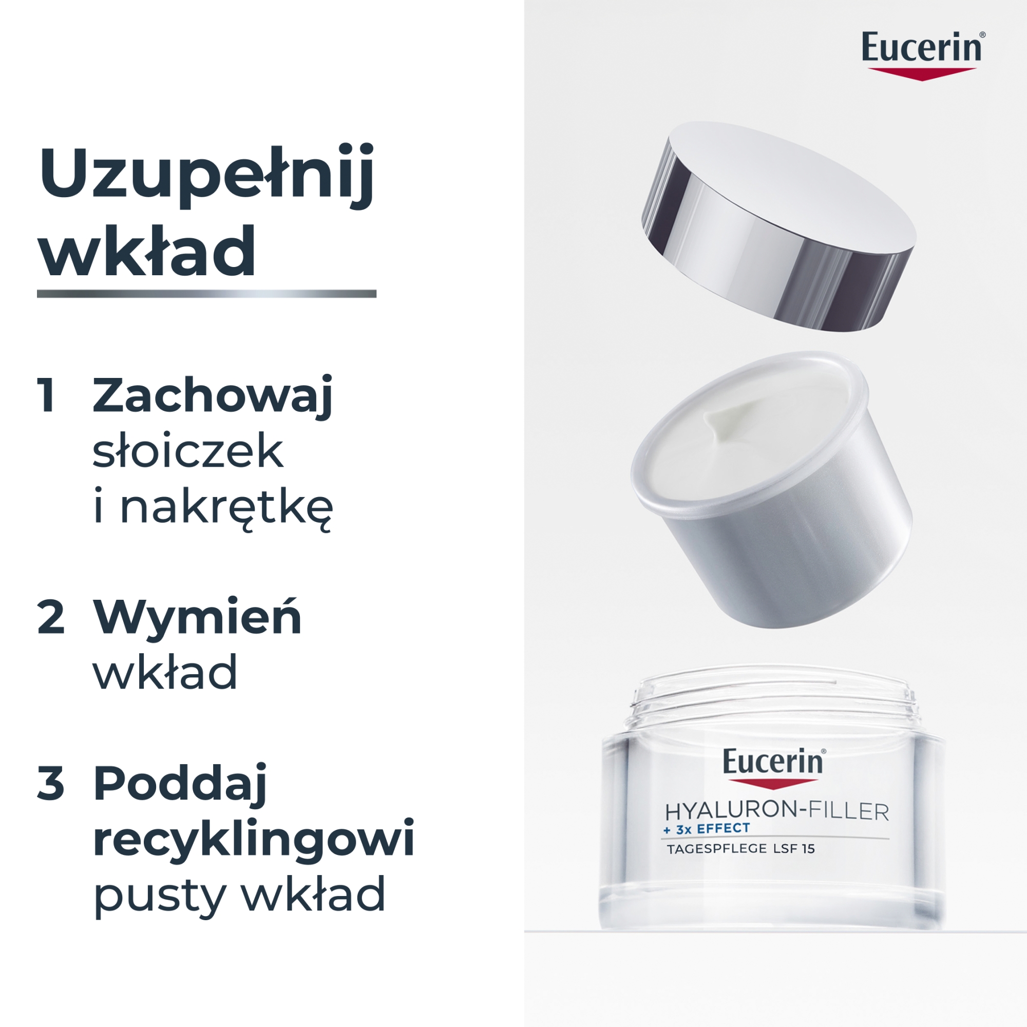 Eucerin Hyaluron-filler krem na dzień SPF 15 skóra sucha refill, 50 ml