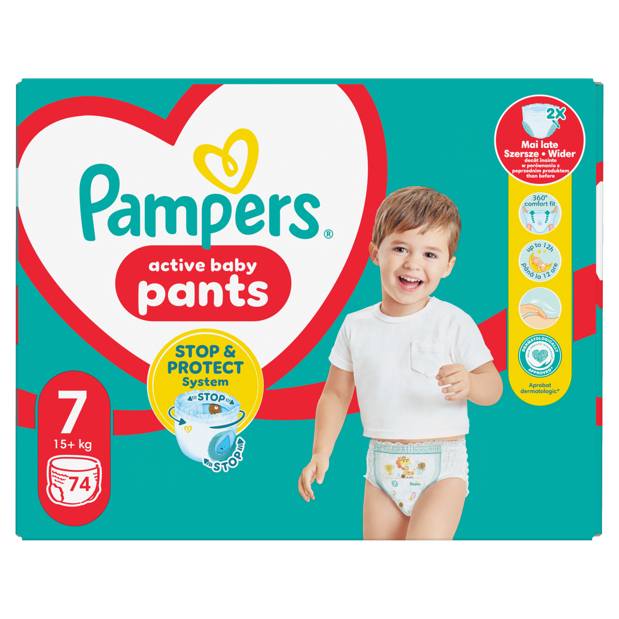 Pampers Pants Pieluchomajtki rozmiar 7, 17 kg+, 74 sztuki zdjęcie