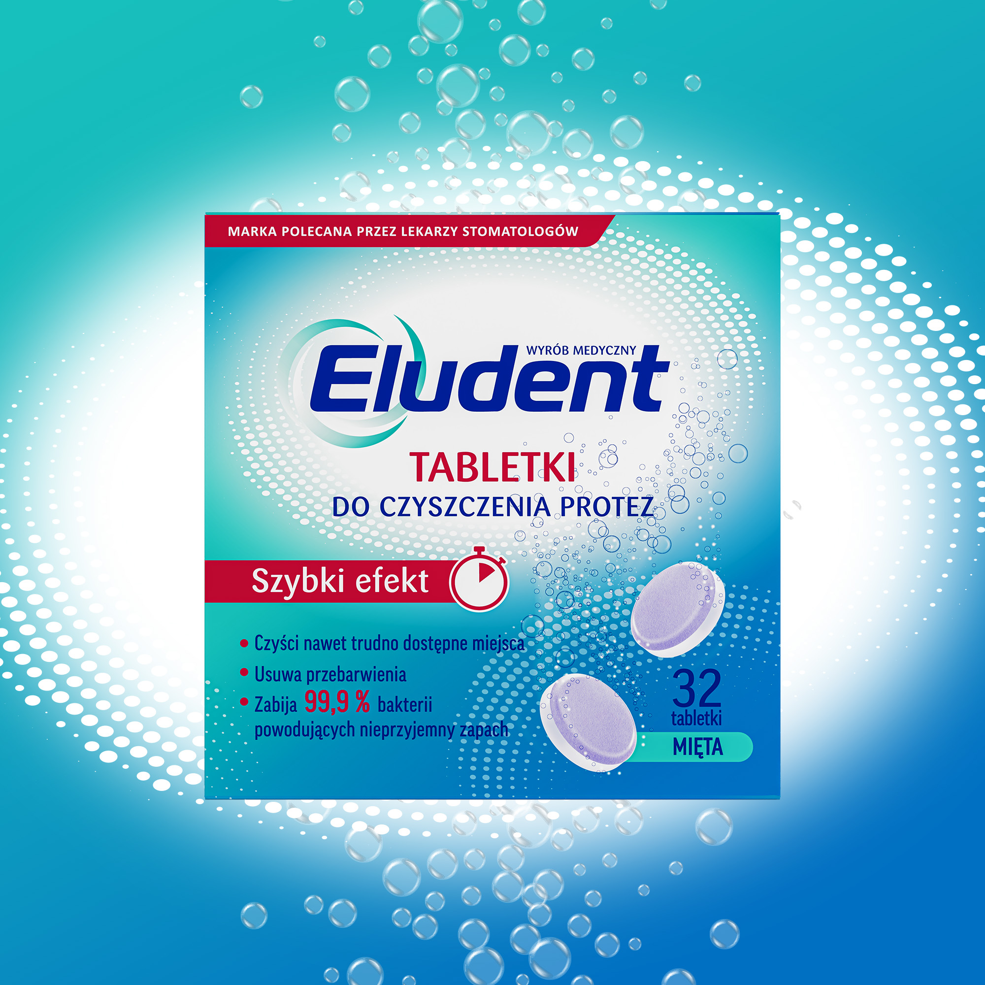 Eludent Tabletki do czyszczenia protez, 32 sztuki