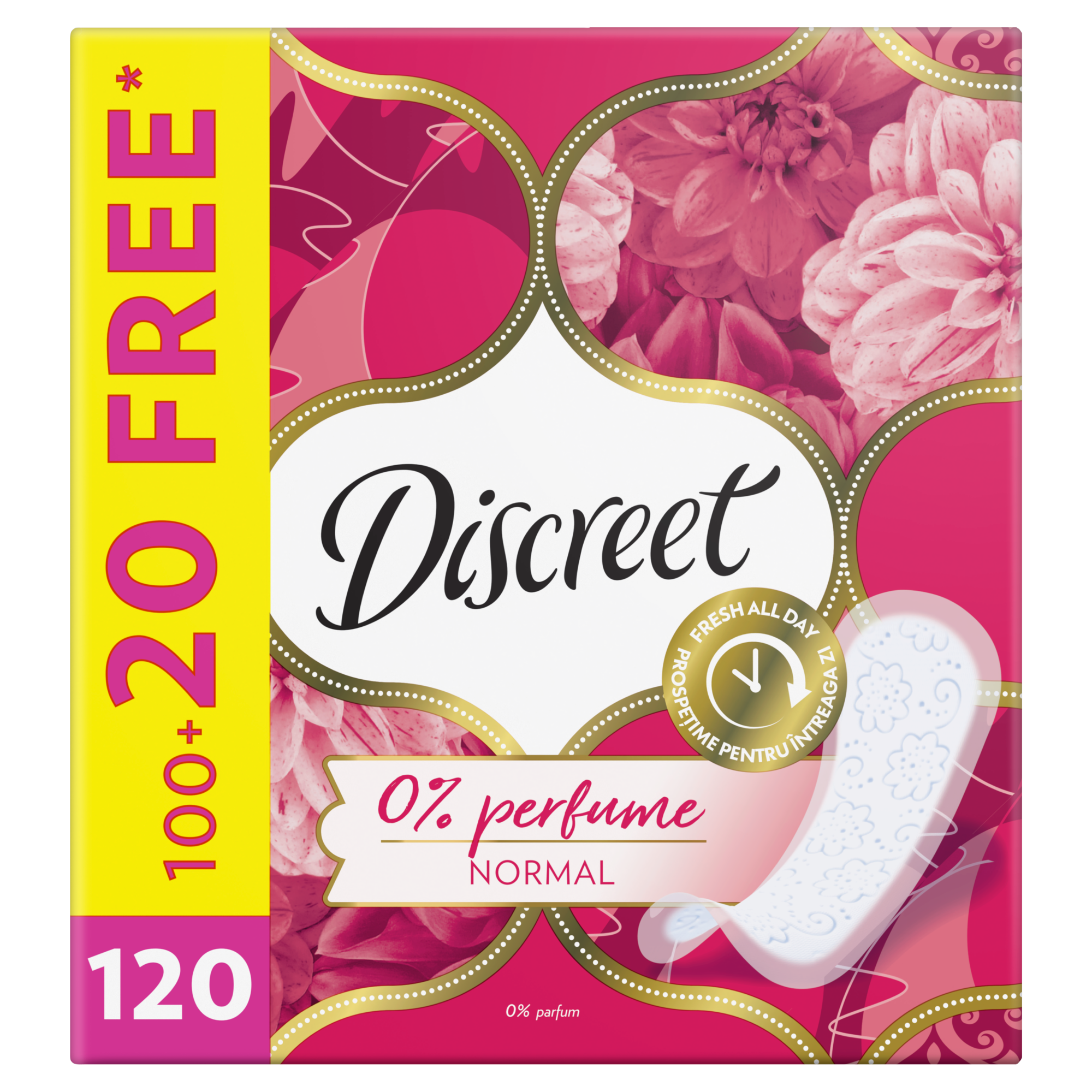 Discreet 0% Normal, wkładki higieniczne, 120 sztuk zdjęcie