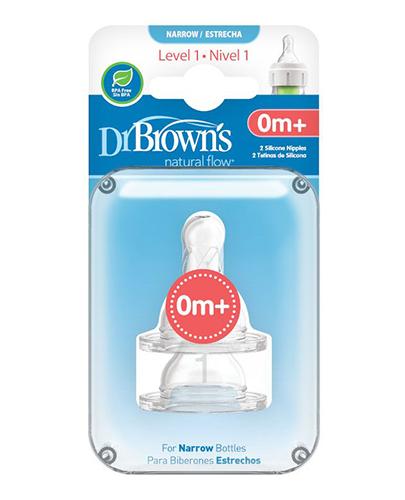 DR BROWNS Smoczek do butelki Standard 0m+ do butelek z wąską szyjką, 2 sztuki zdjęcie