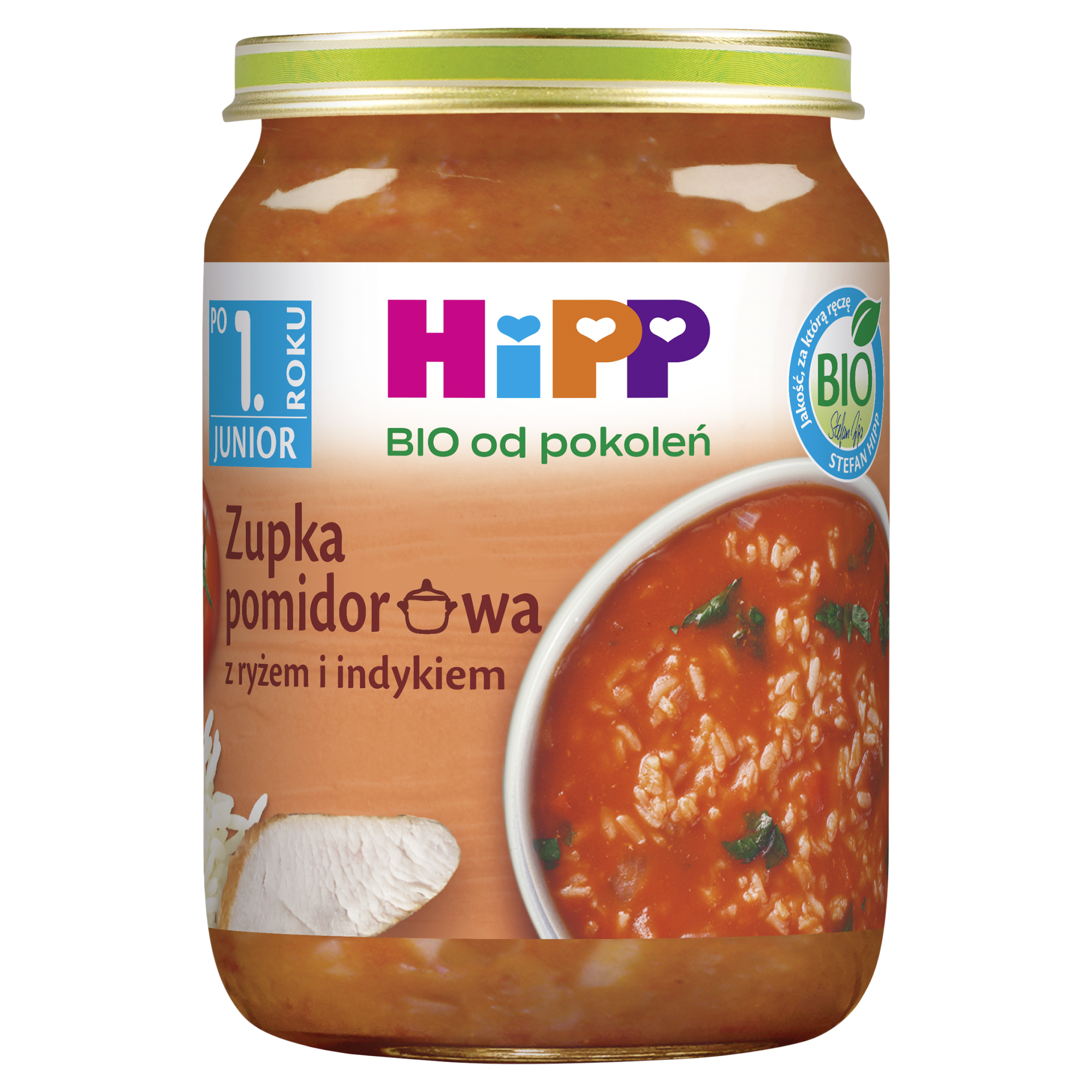 Hipp Bio Zupka pomidorowa z ryżem i indykiem po 12. miesiącu, 250 g zdjęcie