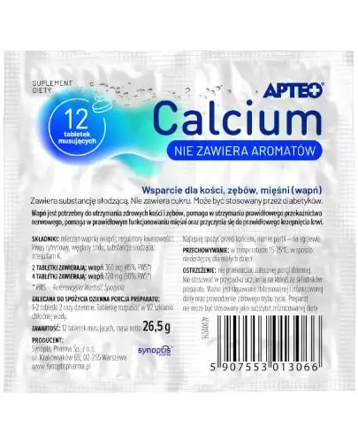 Apteo Calcium w folii bezsmakowe 12 tabletek musujących zdjęcie