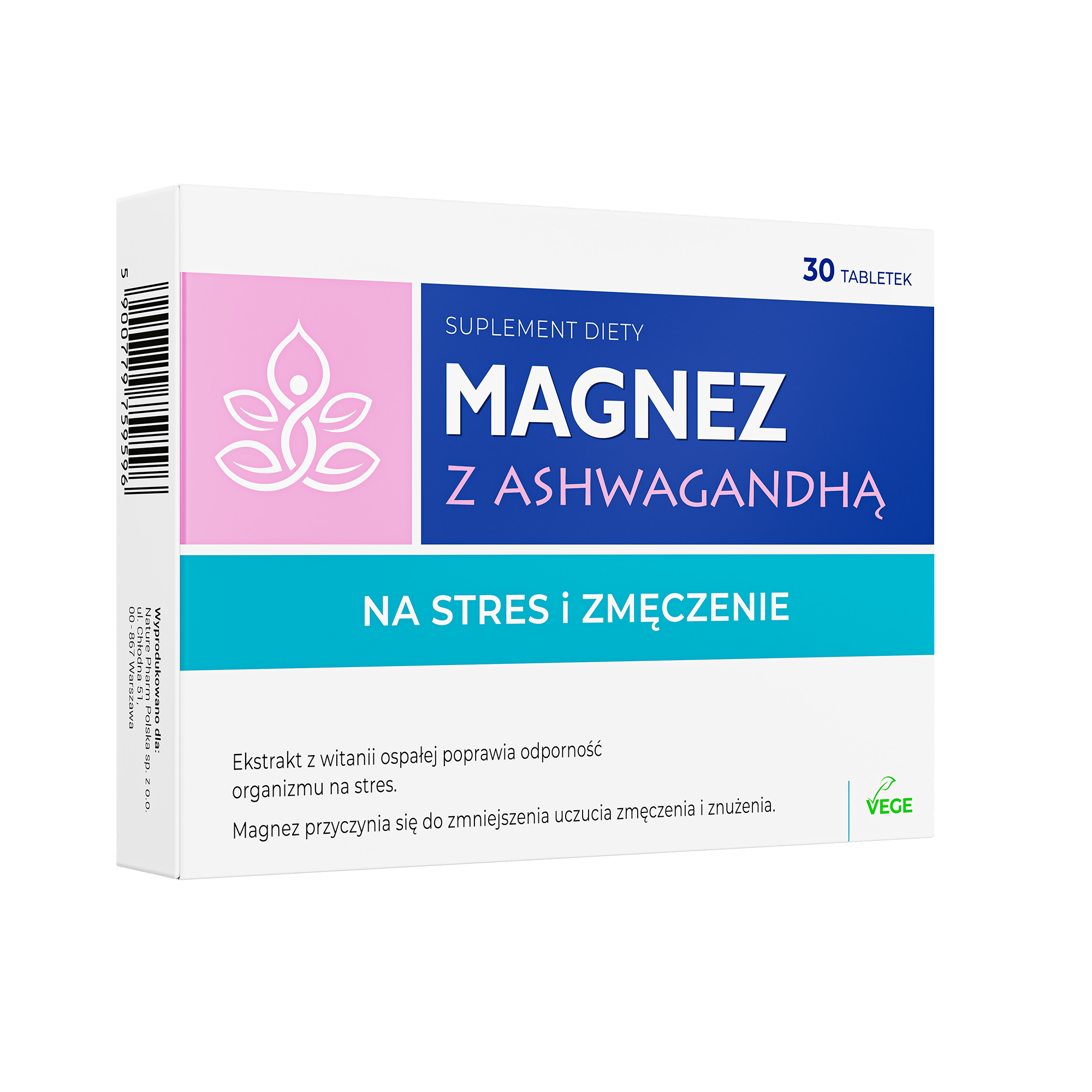 Magnez z ashwagandhą, tabletki, 30 sztuk