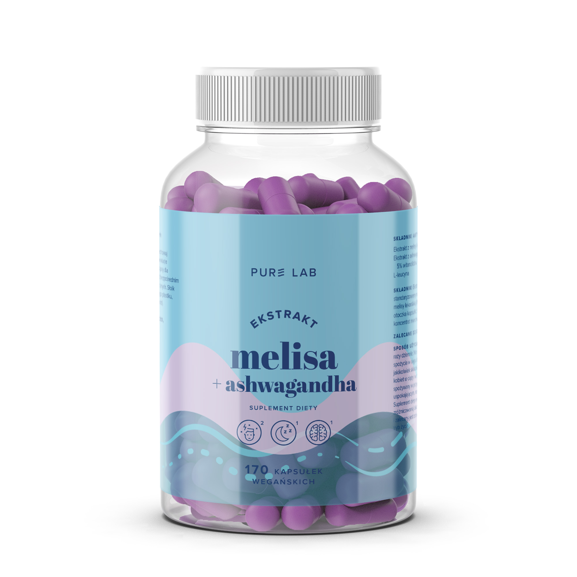 Pure Lab Ekstrakt Melisa 150 mg + Ashwagandha, 170 kapsułek zdjęcie